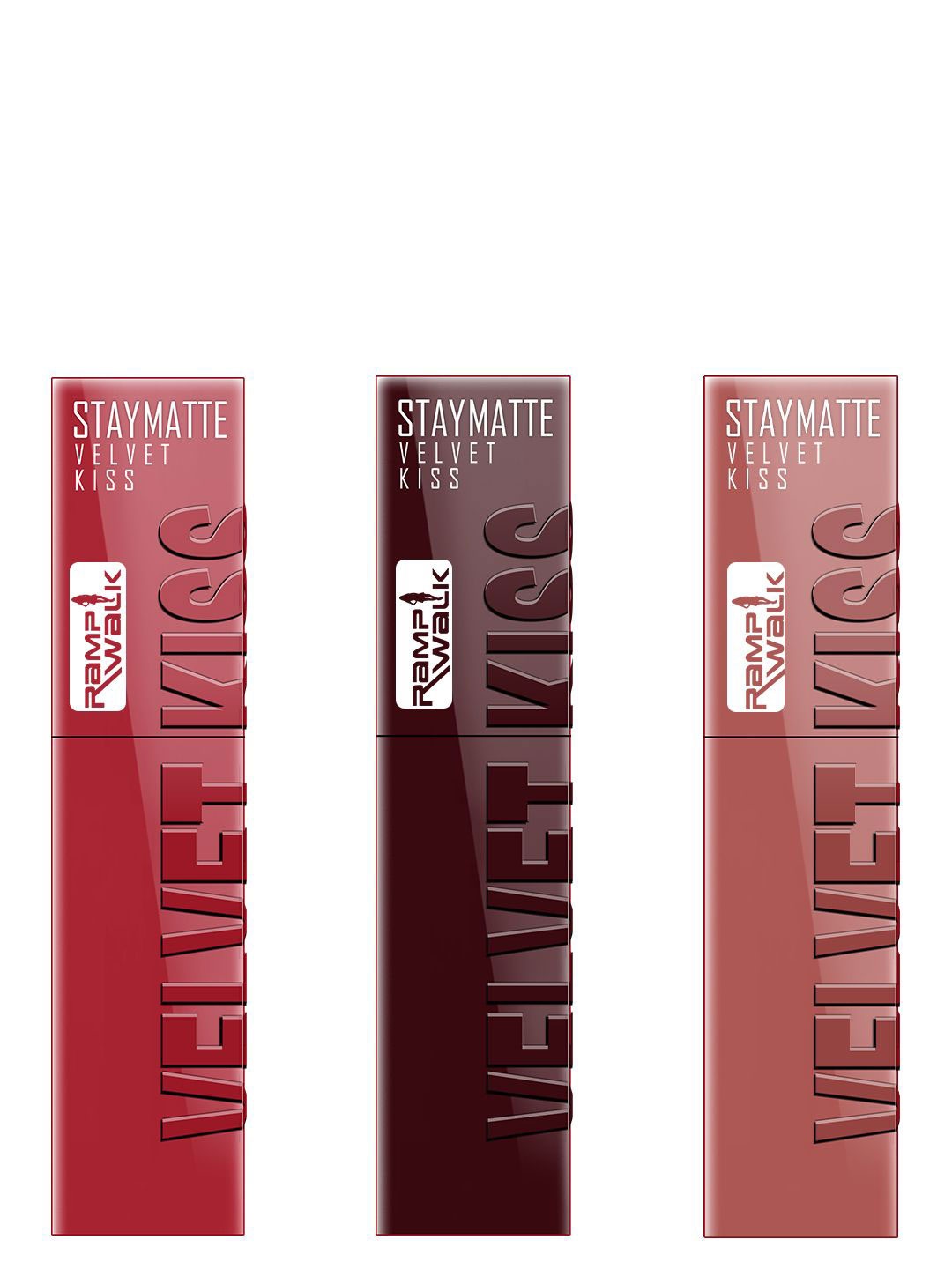 

Ramp Walk Velvet Kiss Set Of 3 Waterproof Liquid Lipstick - 3.5 ml Each-Shade 01-02-05, Red