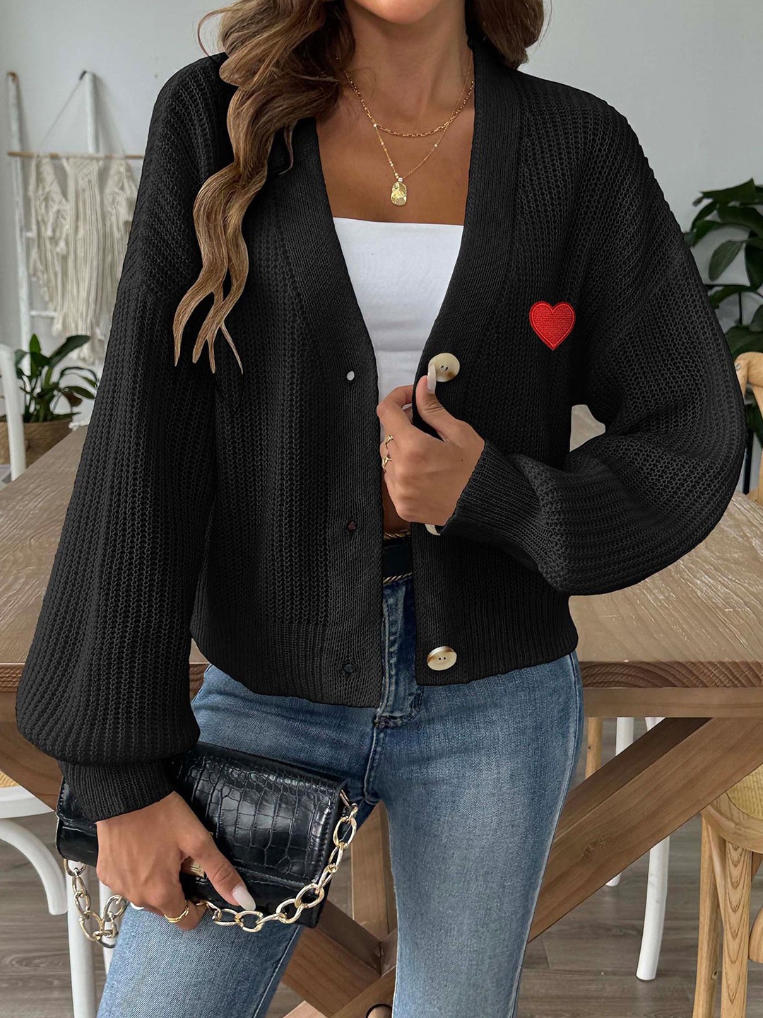 

StyleCast Women Cable Knit Cardigan, Black