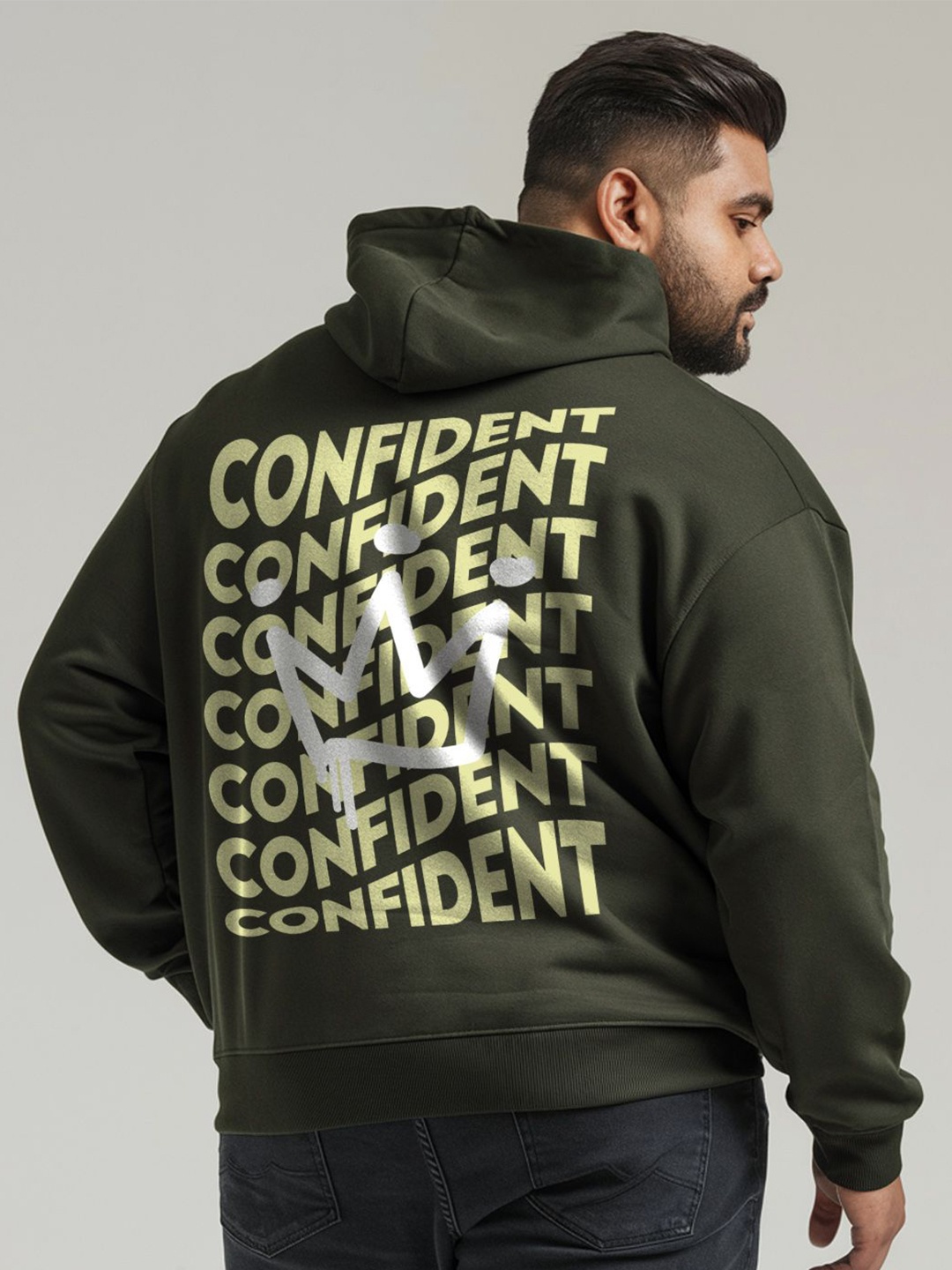 

FFLIRTYGO Men Printed Hooded Sweatshirt, Green