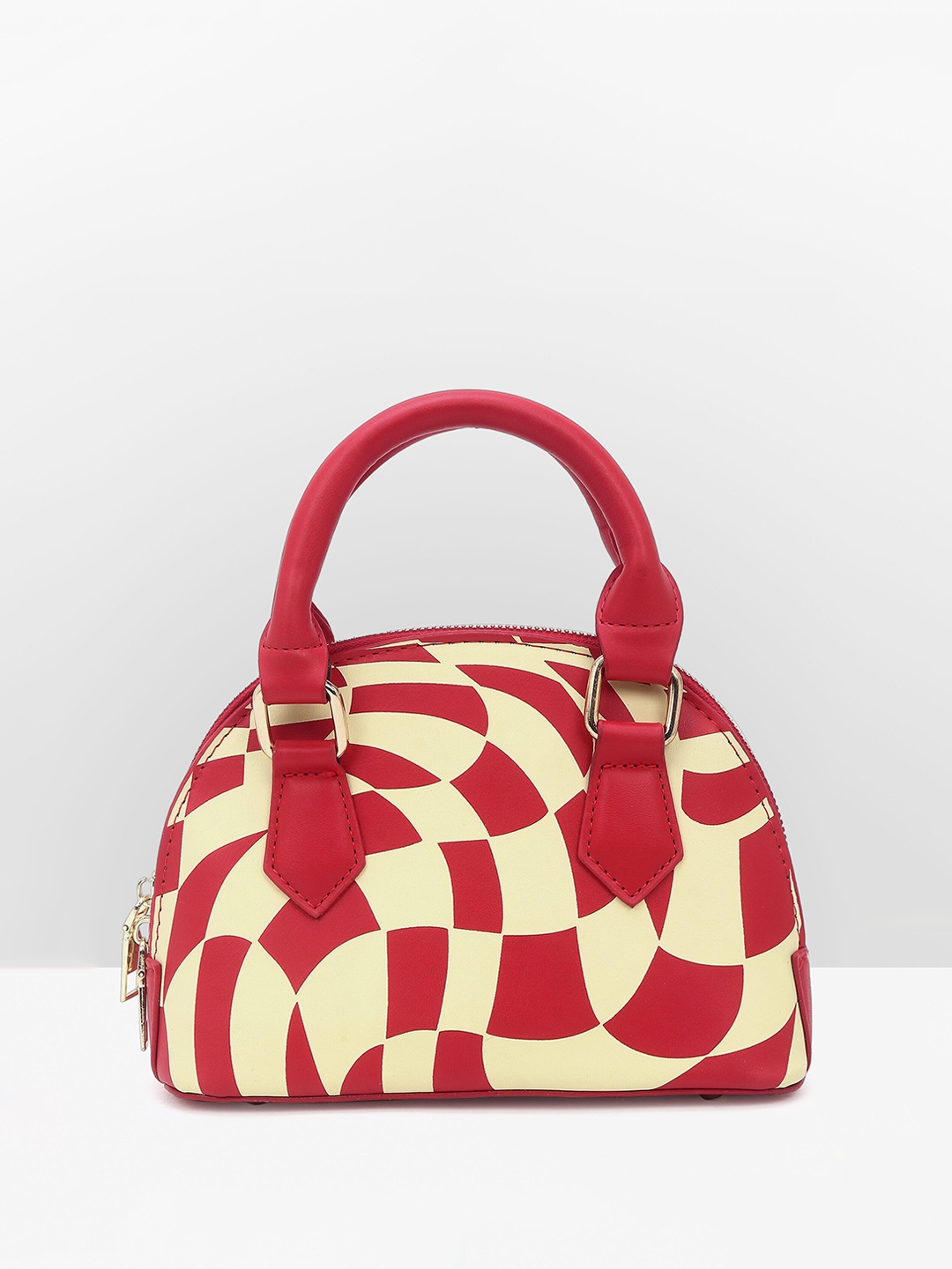 

Filauri Textured Leather Bucket Handheld Bag with Applique, Red