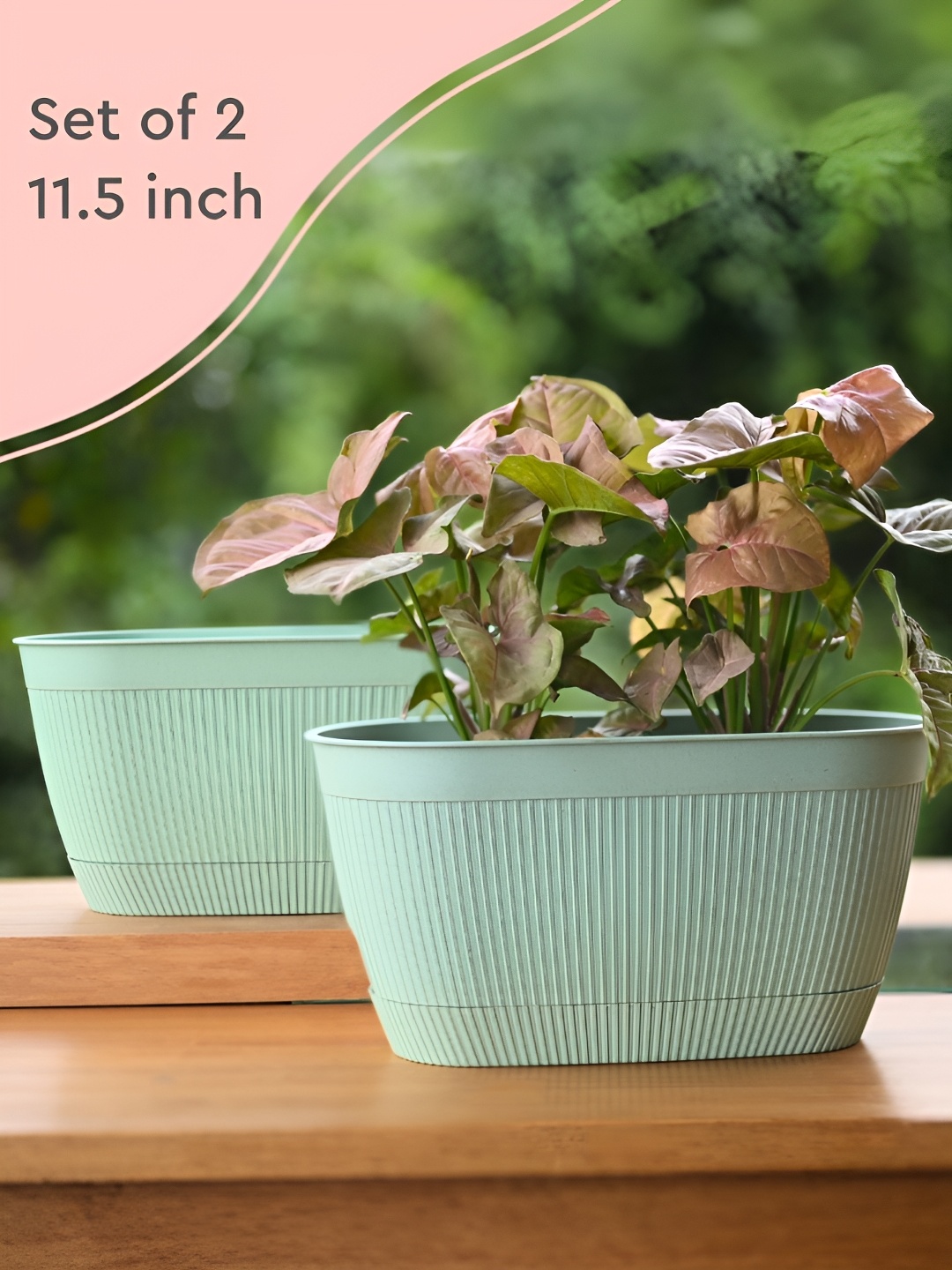 

eha 2-Pcs Green Textured Planters