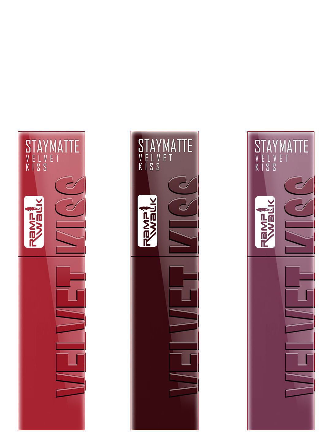 

Ramp Walk Velvet Kiss Set Of 3 Waterproof Liquid Lipstick - 3.5 ml Each- 01-02-06, Red