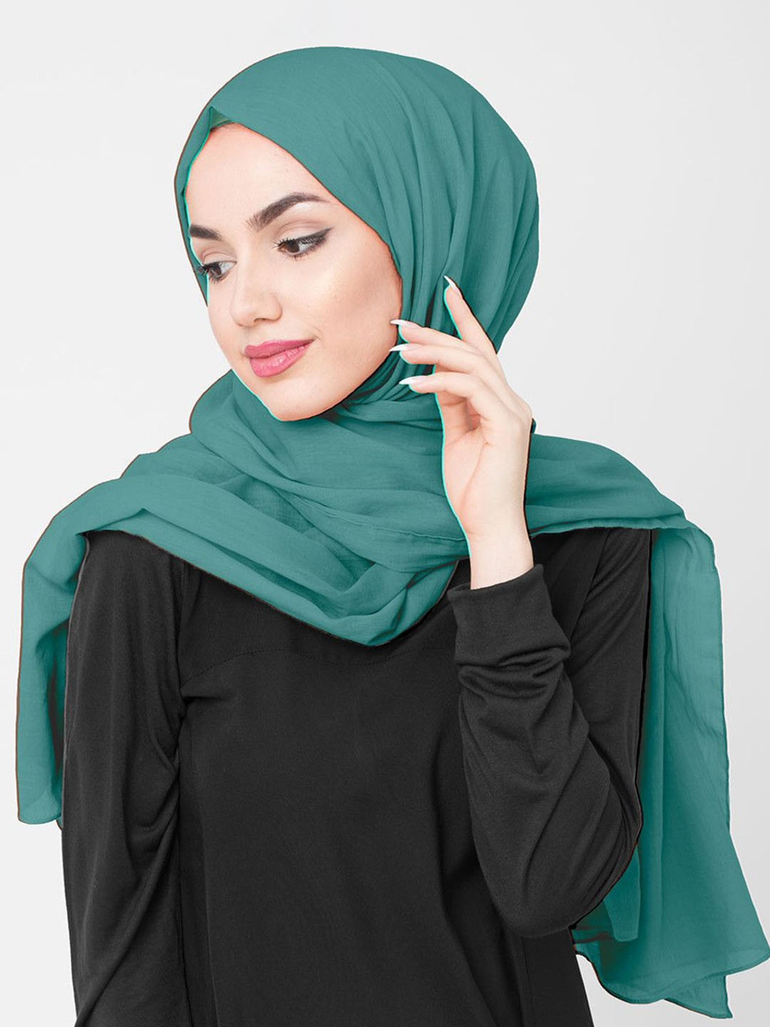 

IDH London Cotton Round Neck Hijab Burqa, Blue