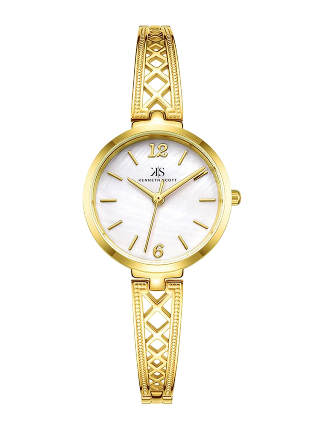 

KENNETH SCOTT Women Patterned Dial & Bracelet Style Straps Analogue Watch K22518-GBGM, Gold