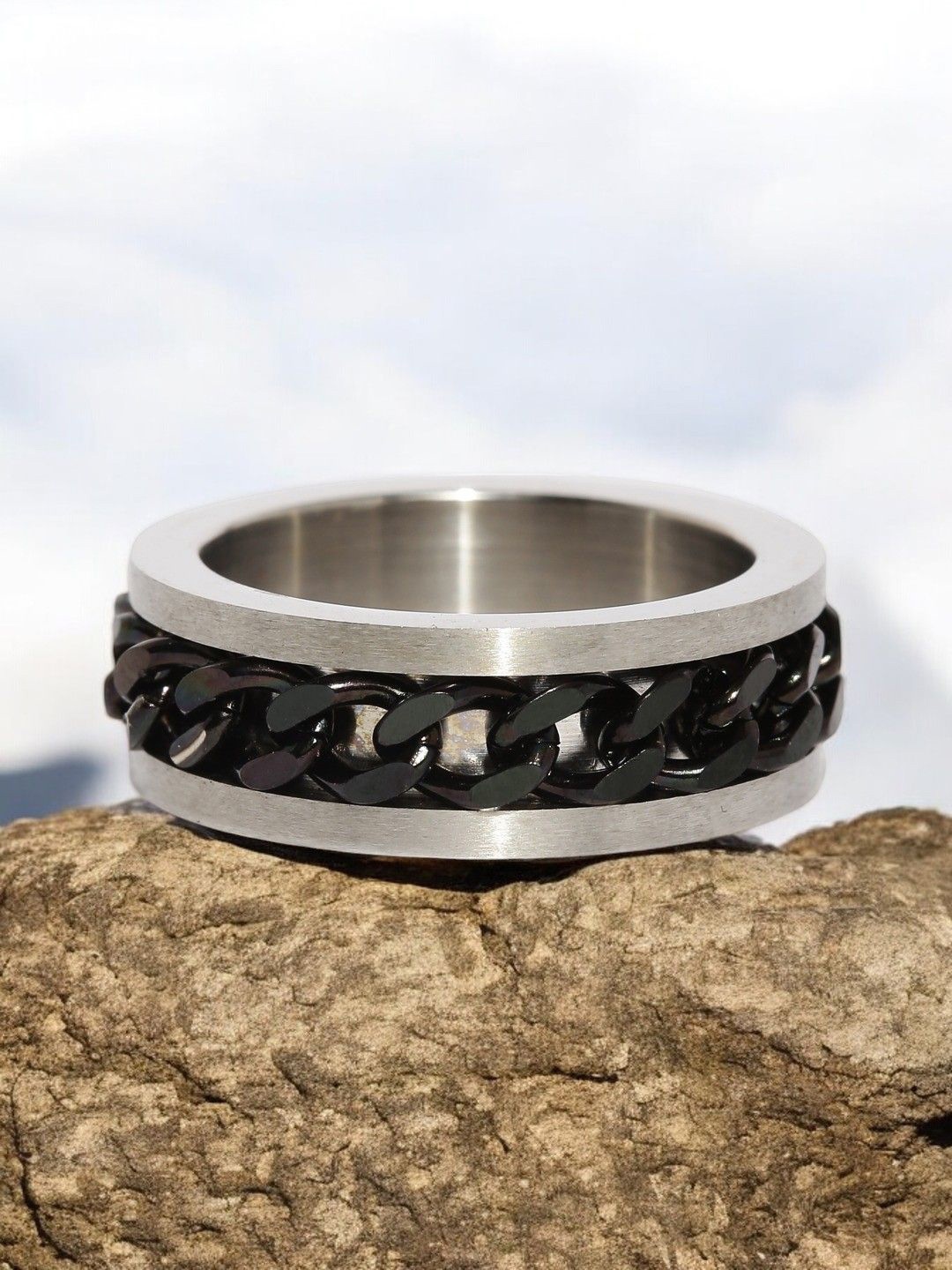 

The Roadster Lifestyle Co Men Stainless Steel Band Ring, Silver