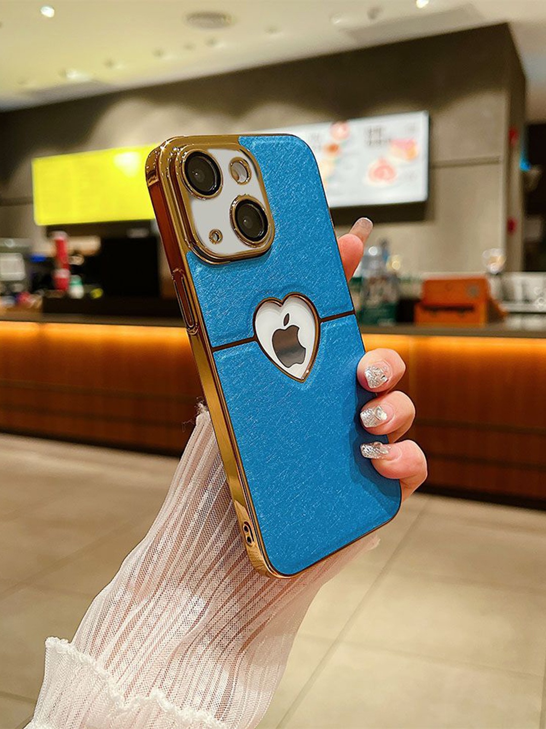

Luxury Kase Textured iPhone 15 Back Case Mobile Accessories, Navy blue