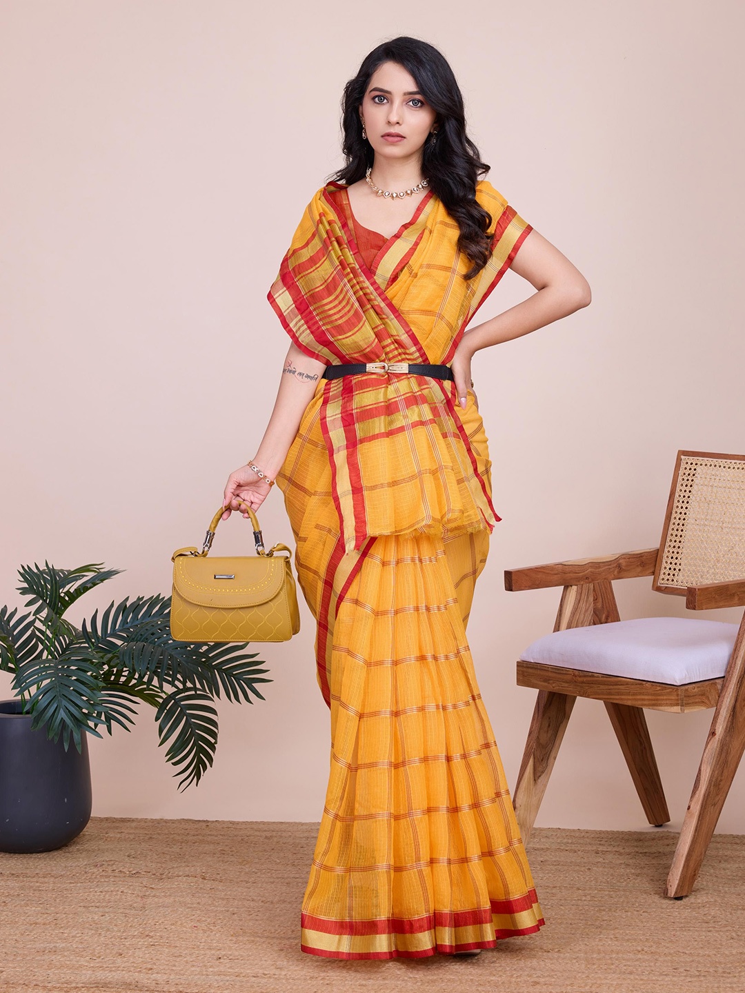 

Kalista Woven Design Zari Saree, Yellow