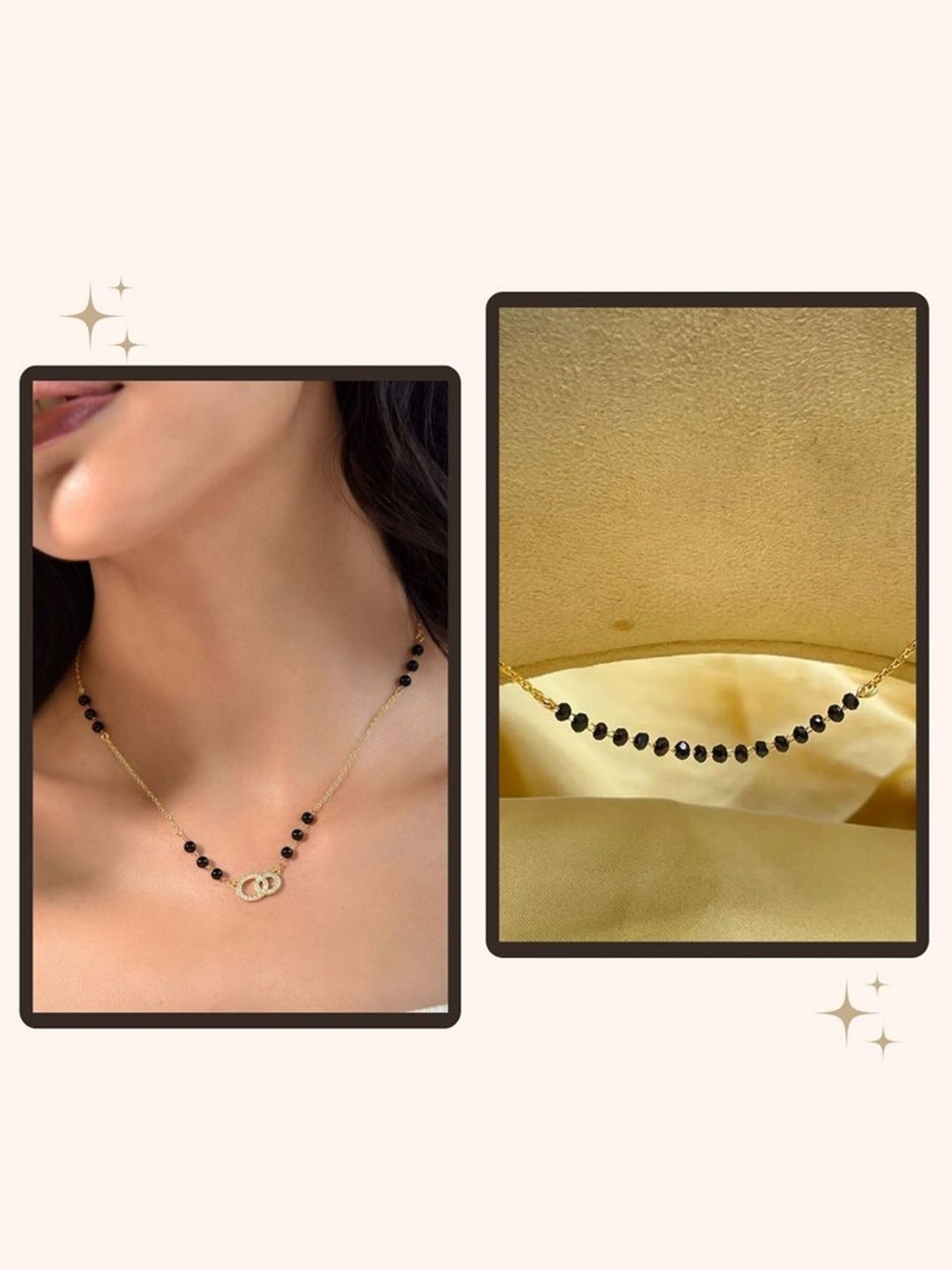 

Wynona Set Of 2 Gold-Plated American Diamond Studded & Beaded Mangalsutra
