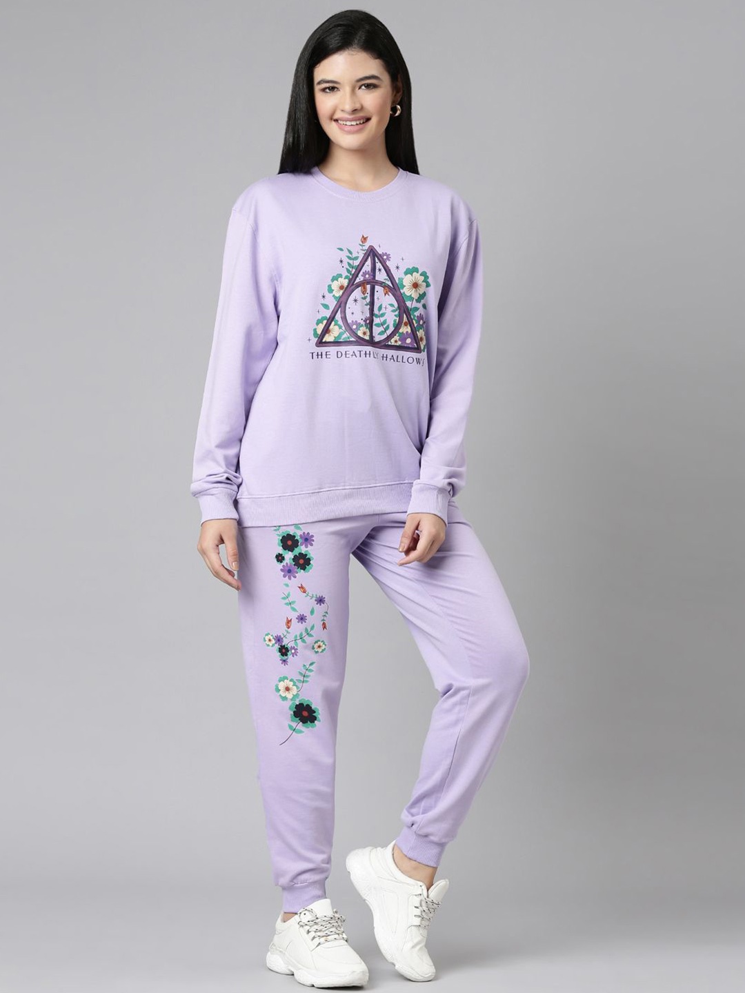 

Nap Chief Unisex Harry Potter Deathly Hallows Relaxed Fit Pure Cotton Sweatshirt & Joggers, Lavender