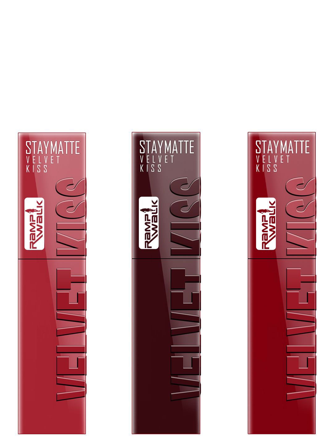 

Ramp Walk Set Of 3 Velvet Kiss Liquid Lipstick - 3.5 ml Each- Matte Red-Maroon-Cherry Red