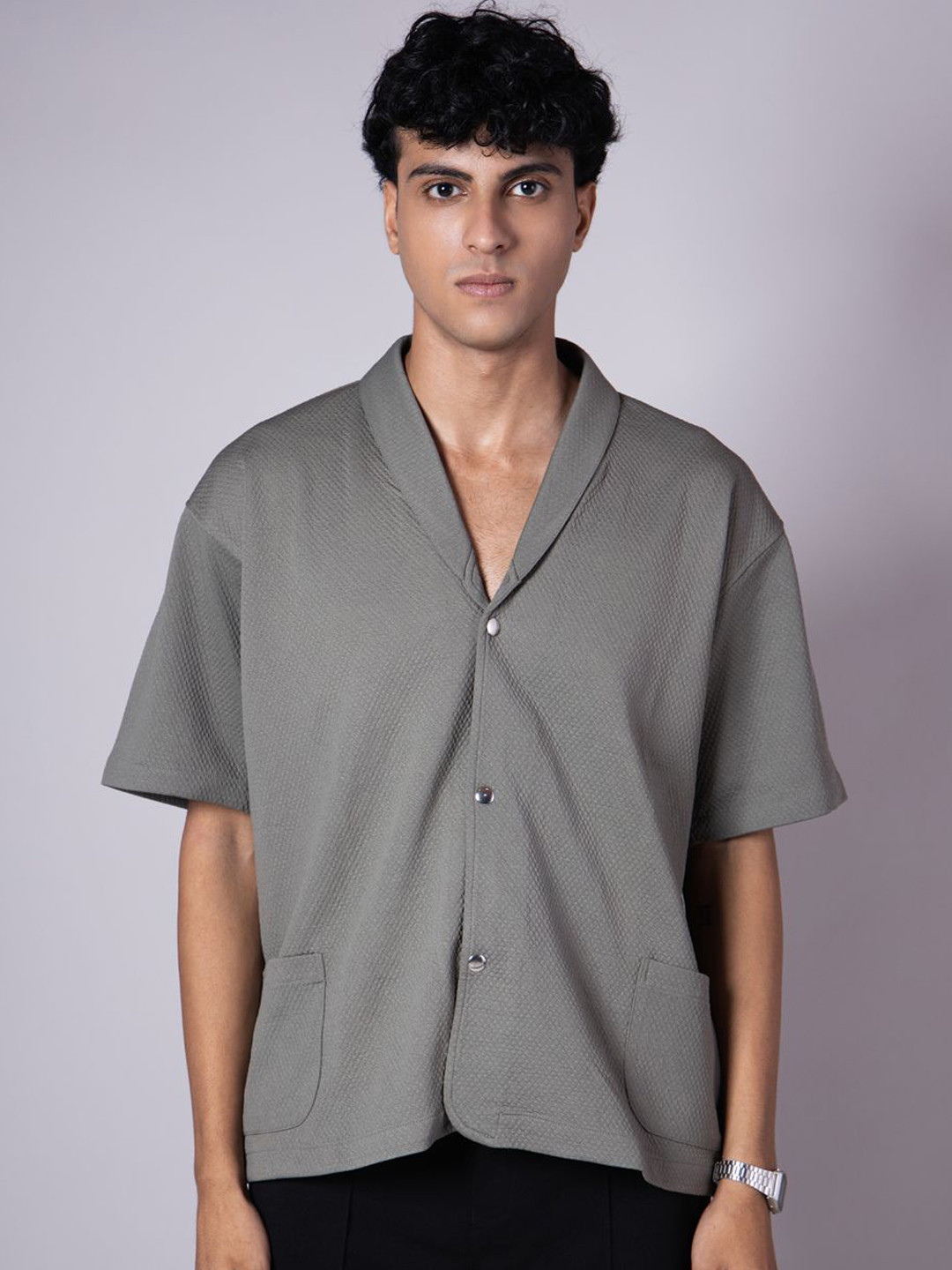 

Hop Head Pistachio Blazer Collared Shirt, Grey