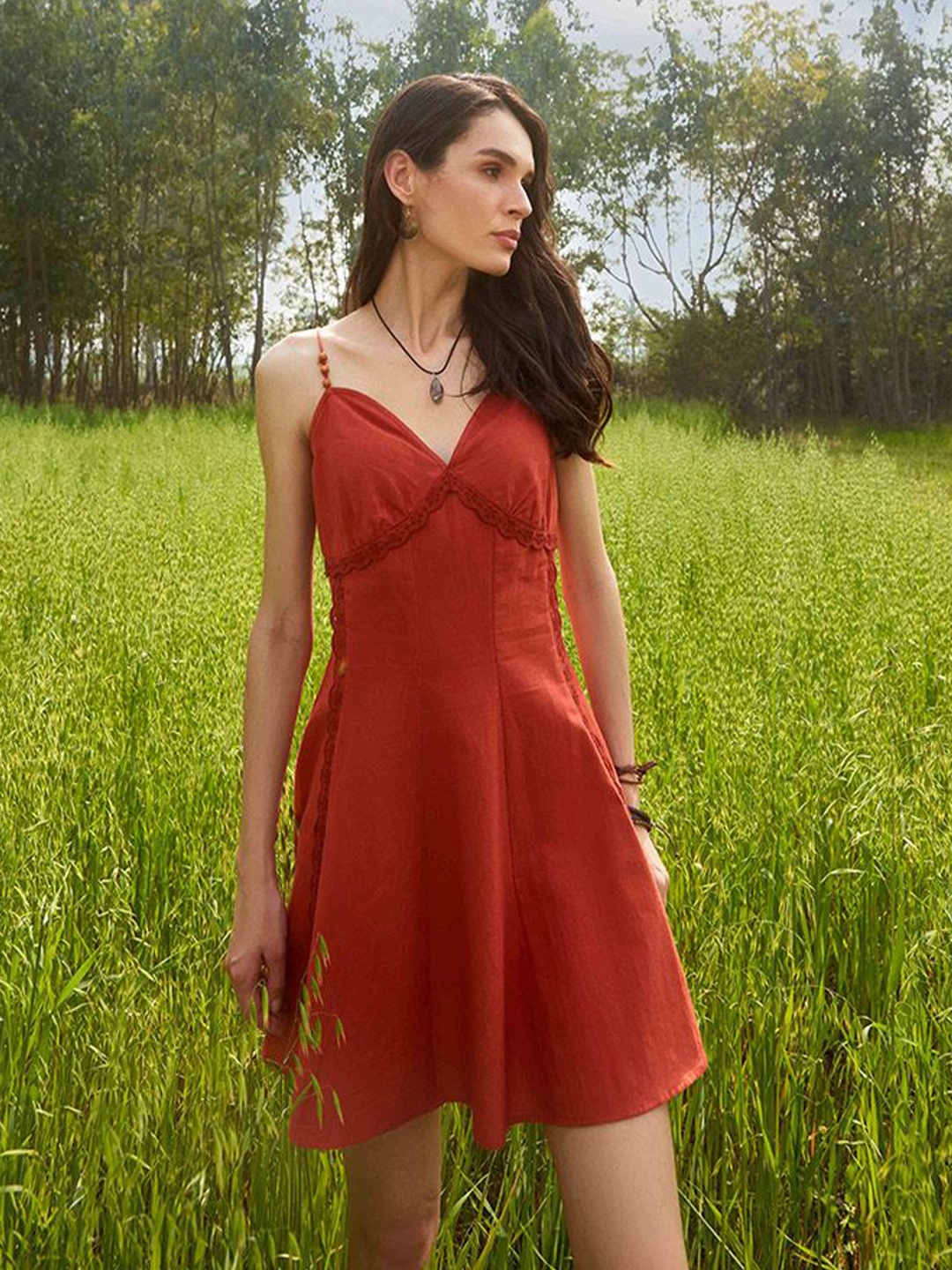 

Abhishti Floral A-Line Dress, Rust