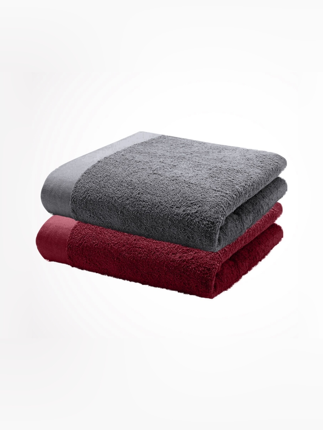 

HOME PLUS STUDIOS Grey & Maroon 2 Cotton 650 GSM Bath Towel