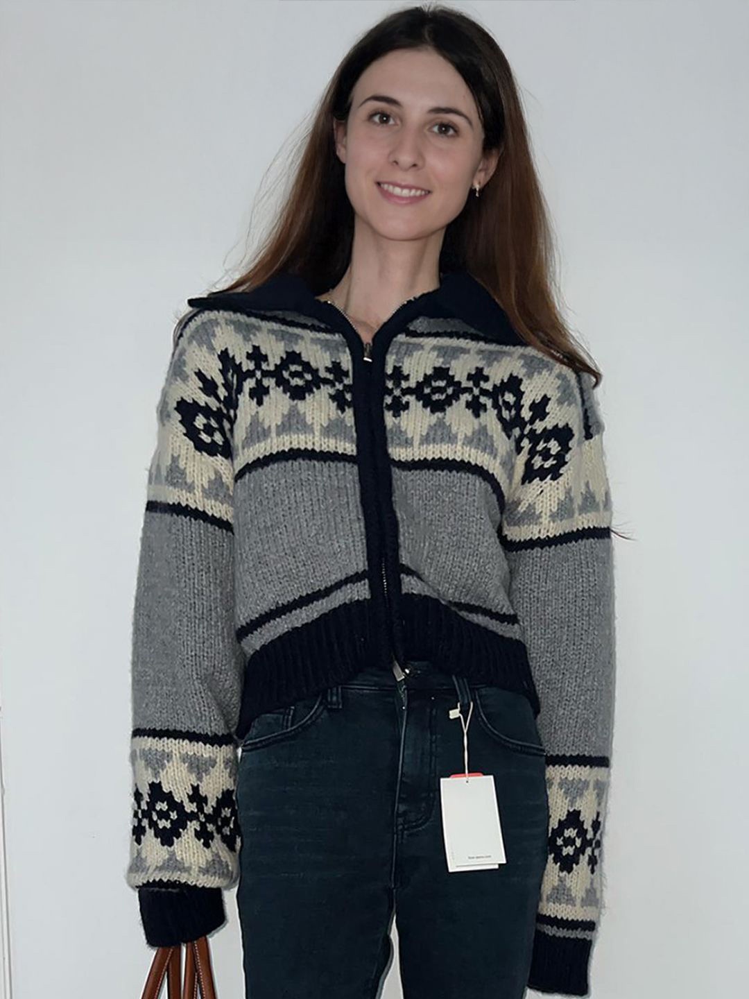 

StyleCast Women Floral Self Design Cardigan Sweater, Grey