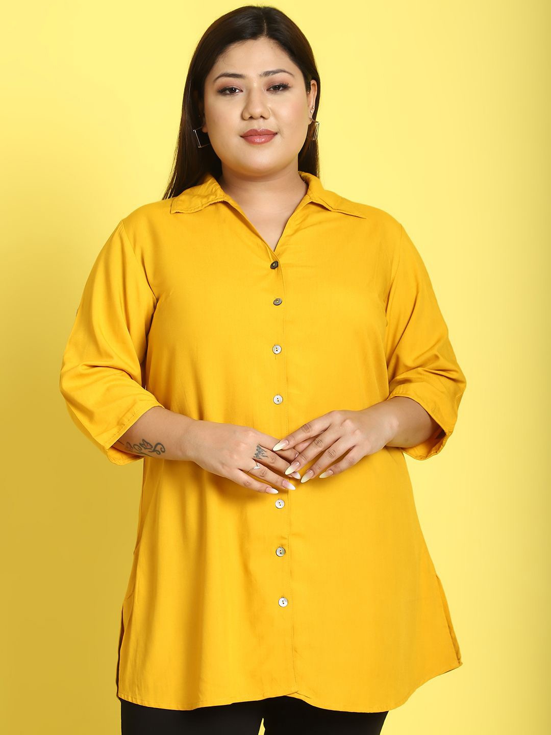 

theRebelinme Women Opaque Casual Shirt, Mustard