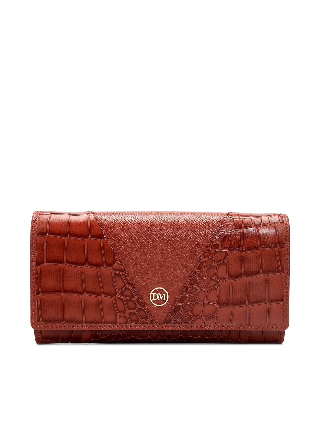 

Da Milano Women Textured Leather Envelope, Red