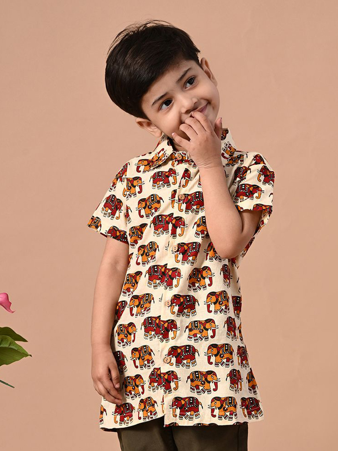 

BAESD Boys Comfort Animal Opaque Printed Casual Shirt, Cream