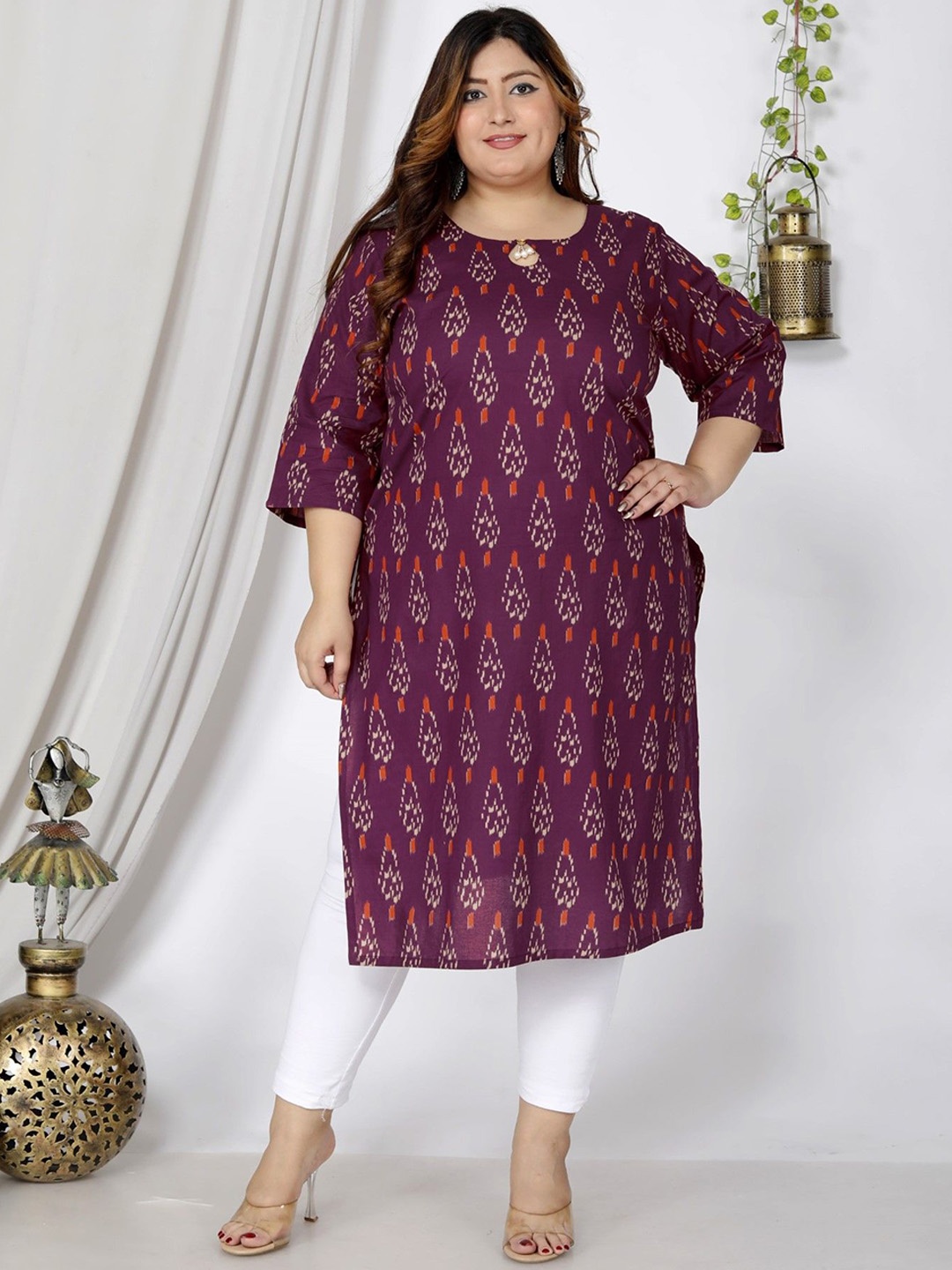 

KALINI Women Floral Printed Floral Kurta, Purple
