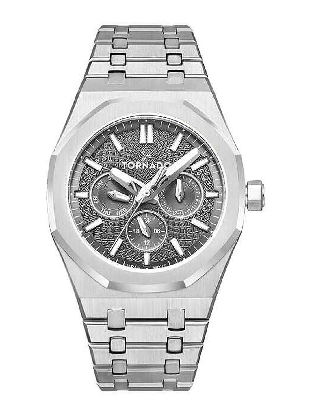 

TORNADO Men Embellished Dial & Stainless Steel Wrap Around Straps Analogue Multi Function Watch T23104-SBSX, Grey