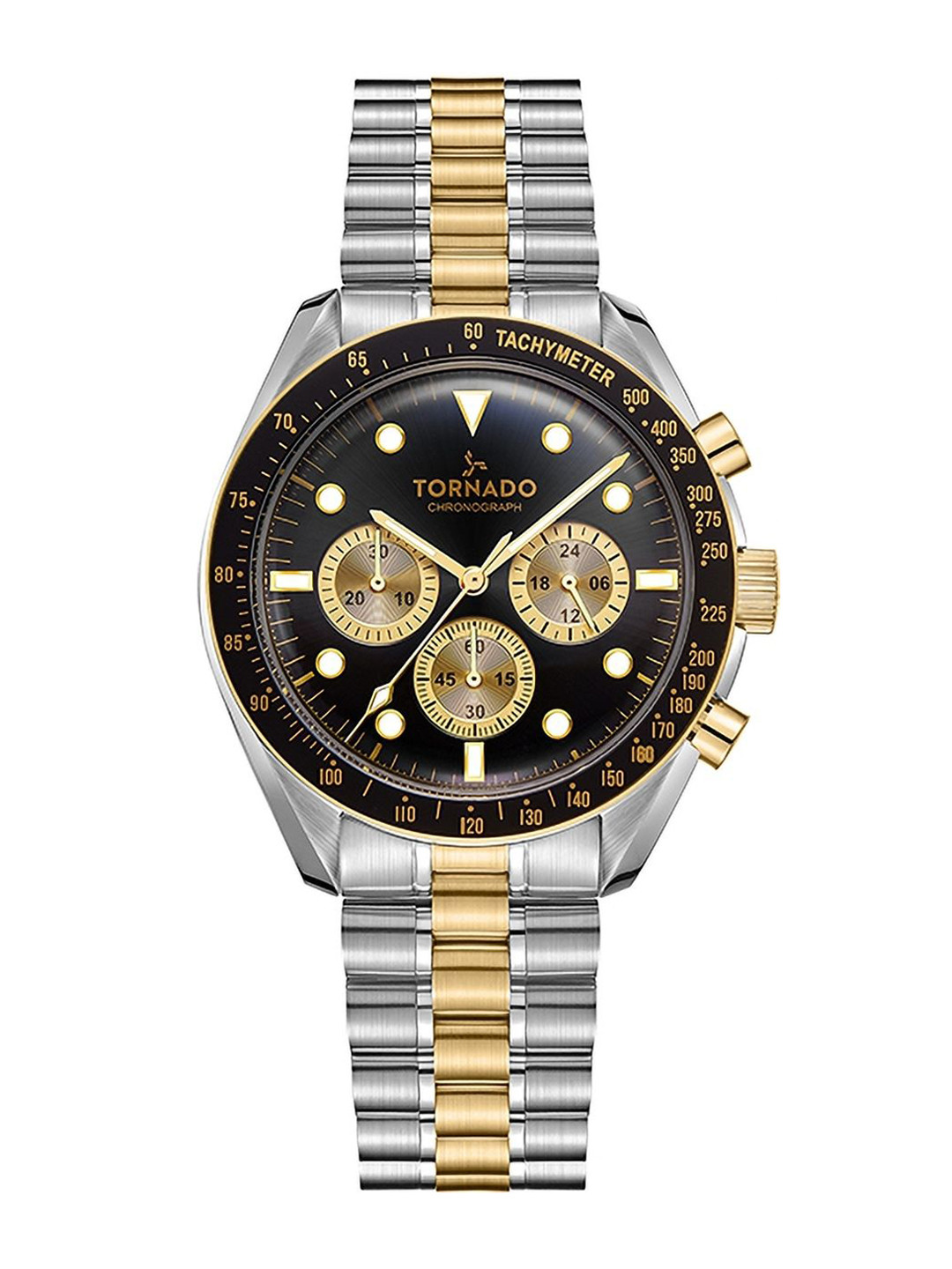 

TORNADO Men Embellished Dial & Stainless Steel Bracelet Style Straps Analogue Chronograph Watch T22103-TBTB, Black