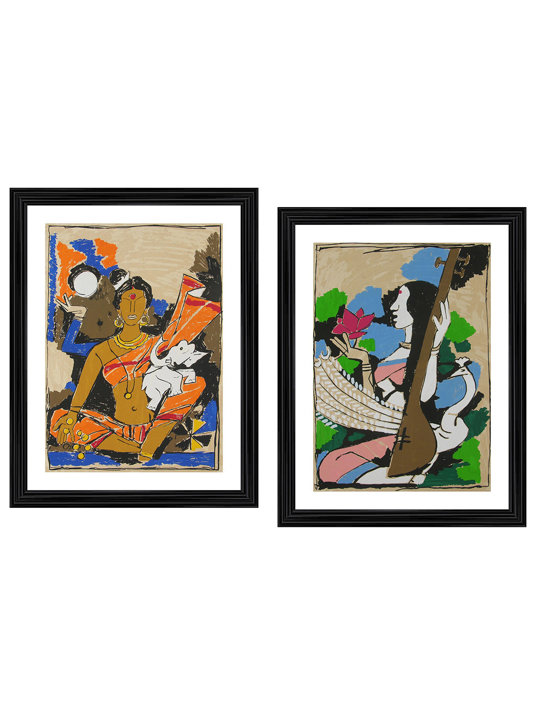 

Adventures India Beige & Brown 2 Pieces Wooden Painting Wall Arts