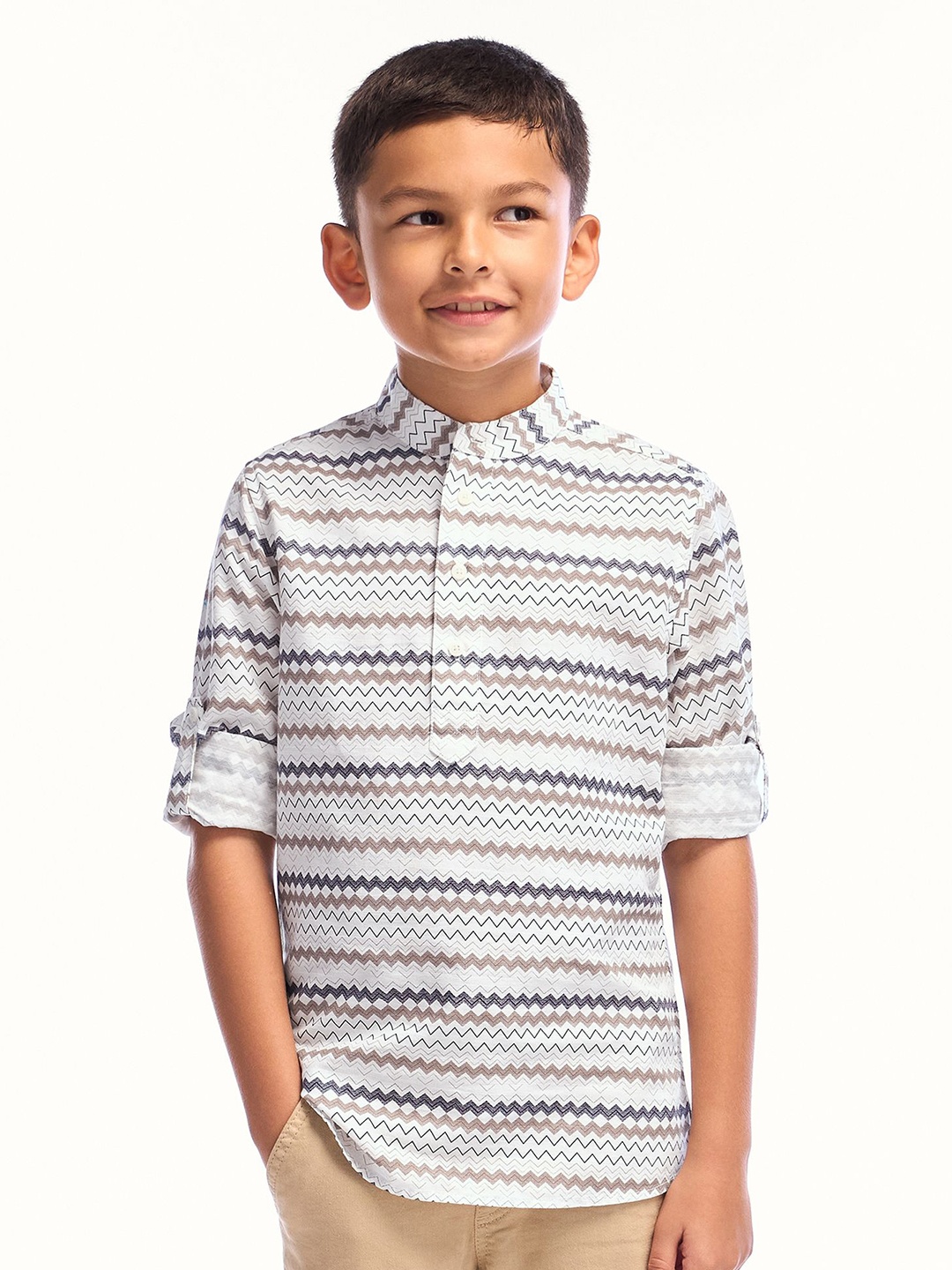 

NO MONDAYS Boys Opaque Printed Casual Shirt, Grey