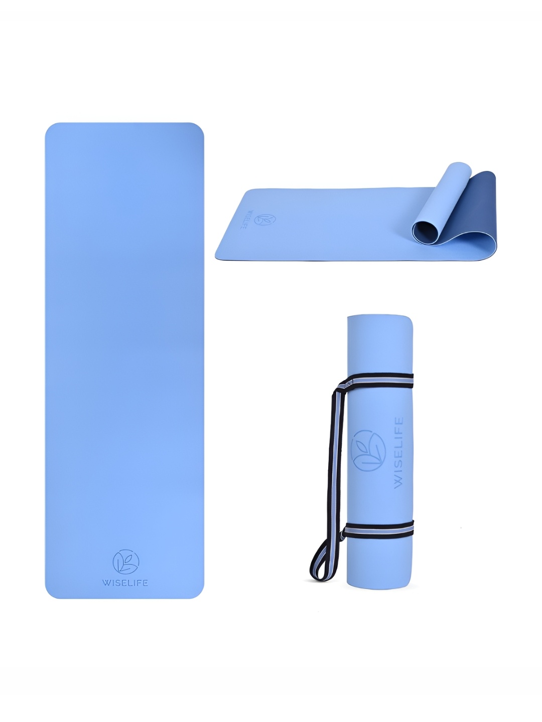 

WiseLife Blue & Black Dual Layer TPE Anti-skid Yoga Mat With Carry Strap