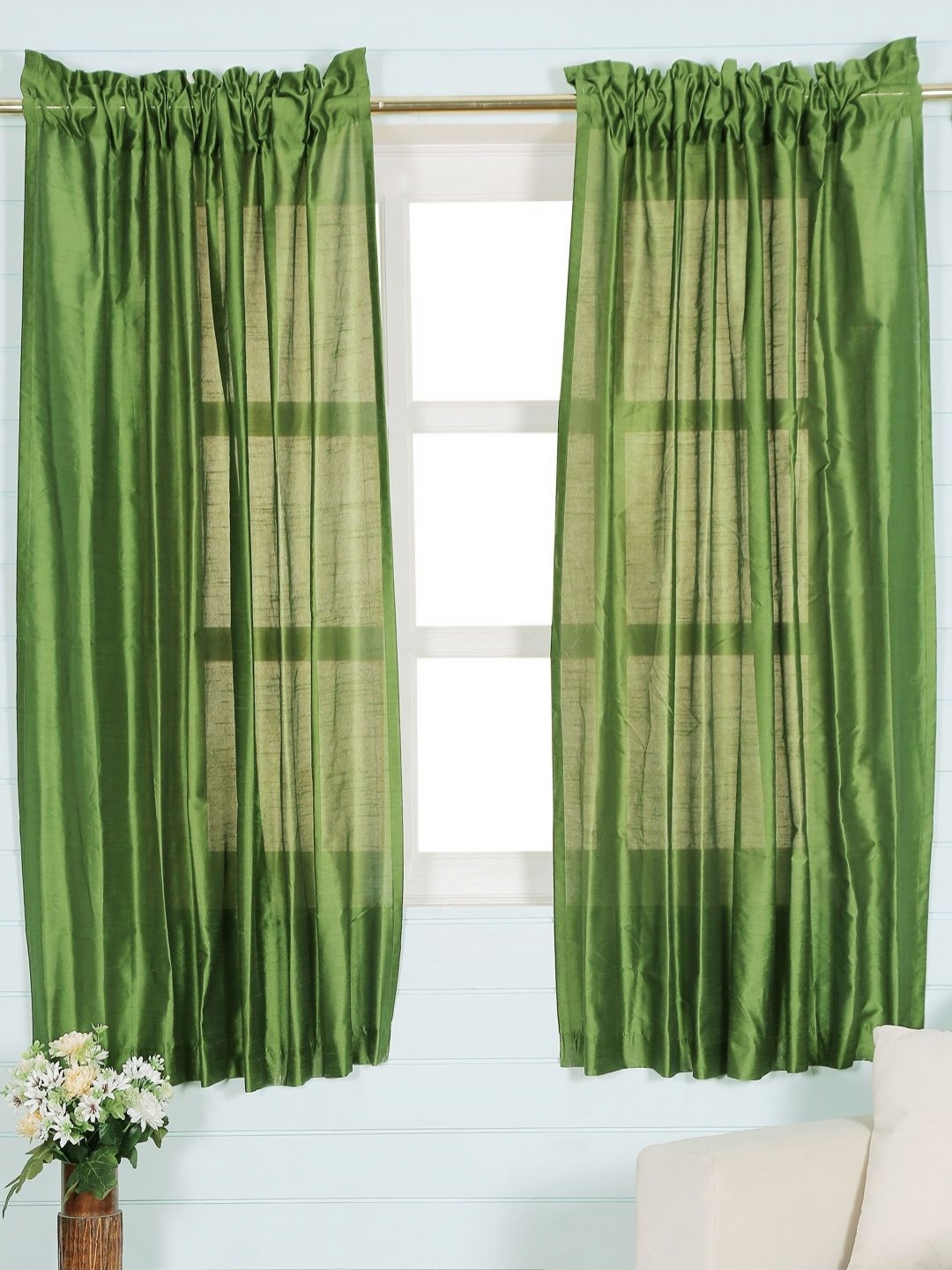 

Soumya Green Set of 2 Sheer Window Curtain