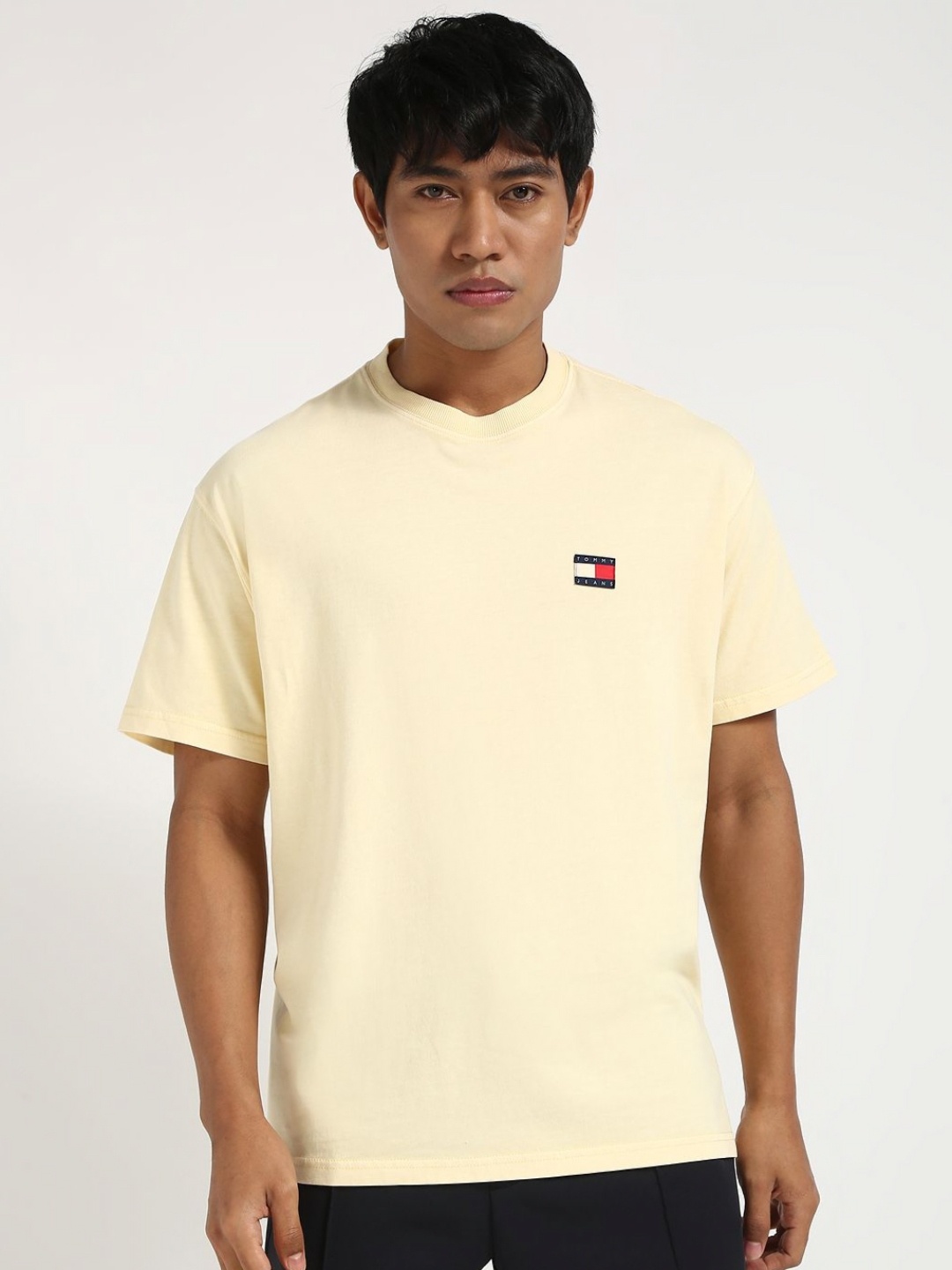 

Tommy Hilfiger Men Solid Pure Cotton T-shirt, Yellow