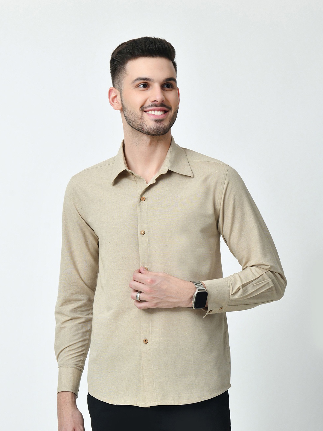 

ALL WAYS YOU Men Standard Opaque Casual Shirt, Beige
