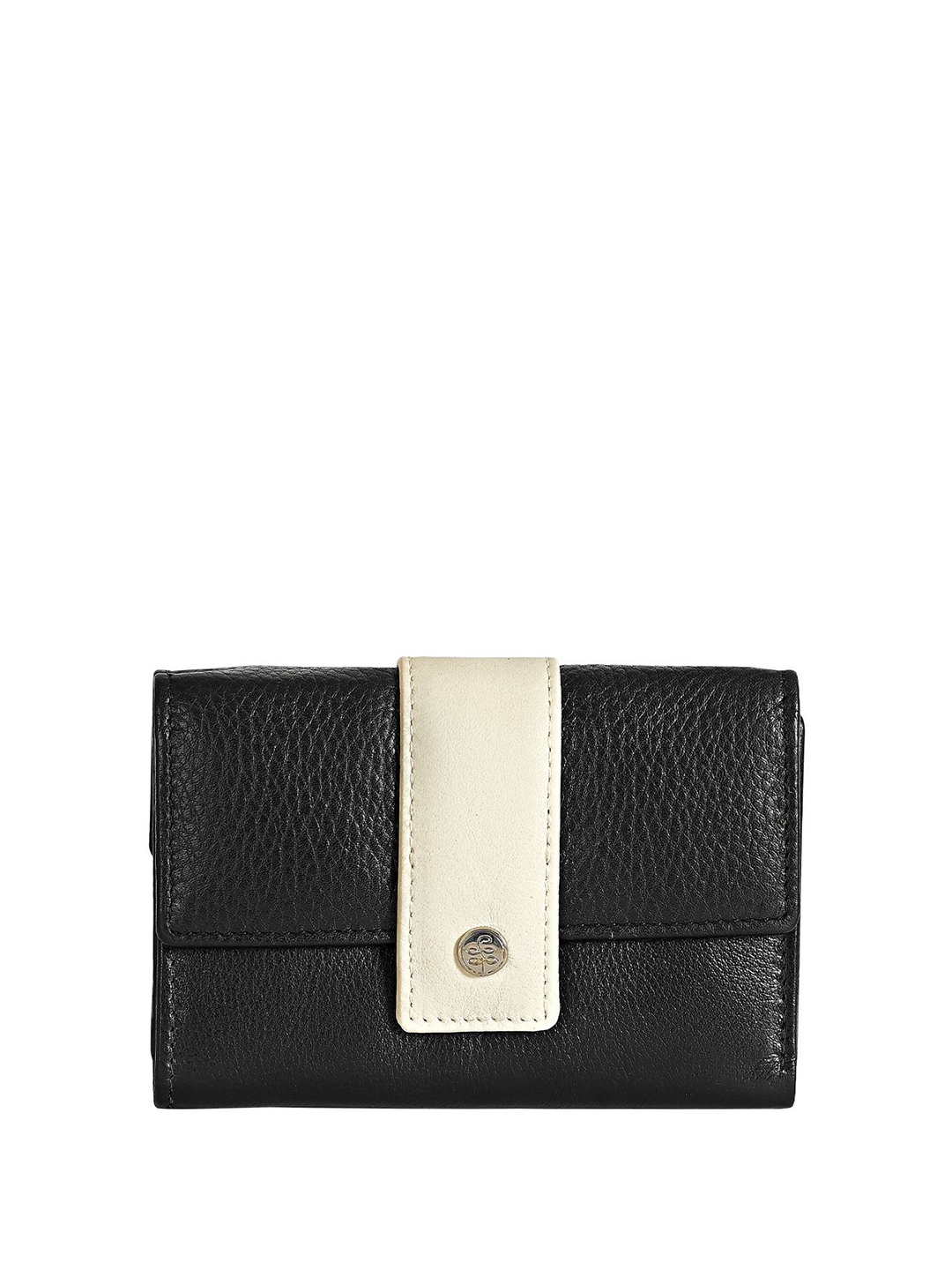 

Eske Women Leather Three Fold Wallet, Black