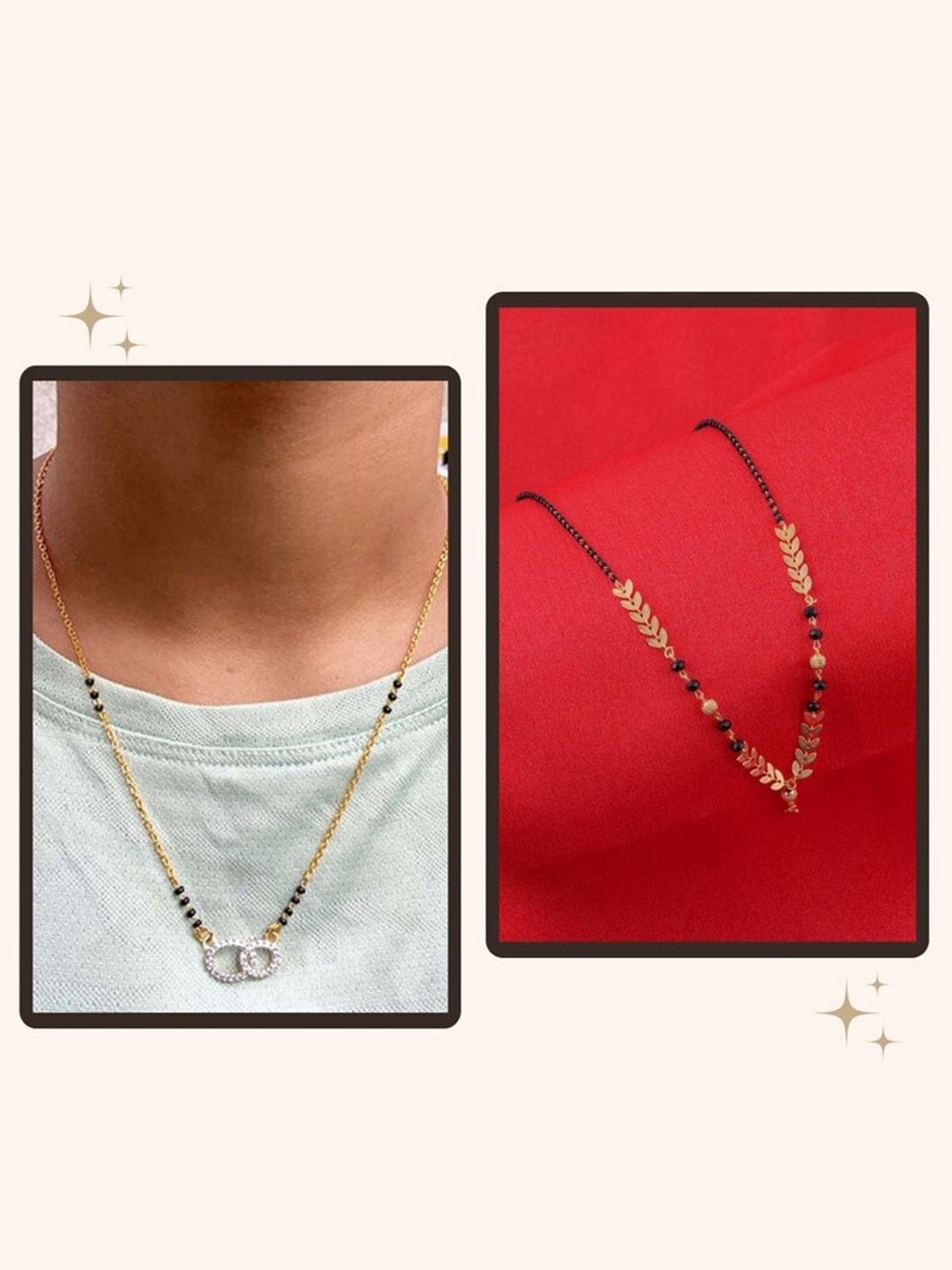 

Wynona Set Of 2 Gold-Plated Stone Studded & Beaded Mangalsutra