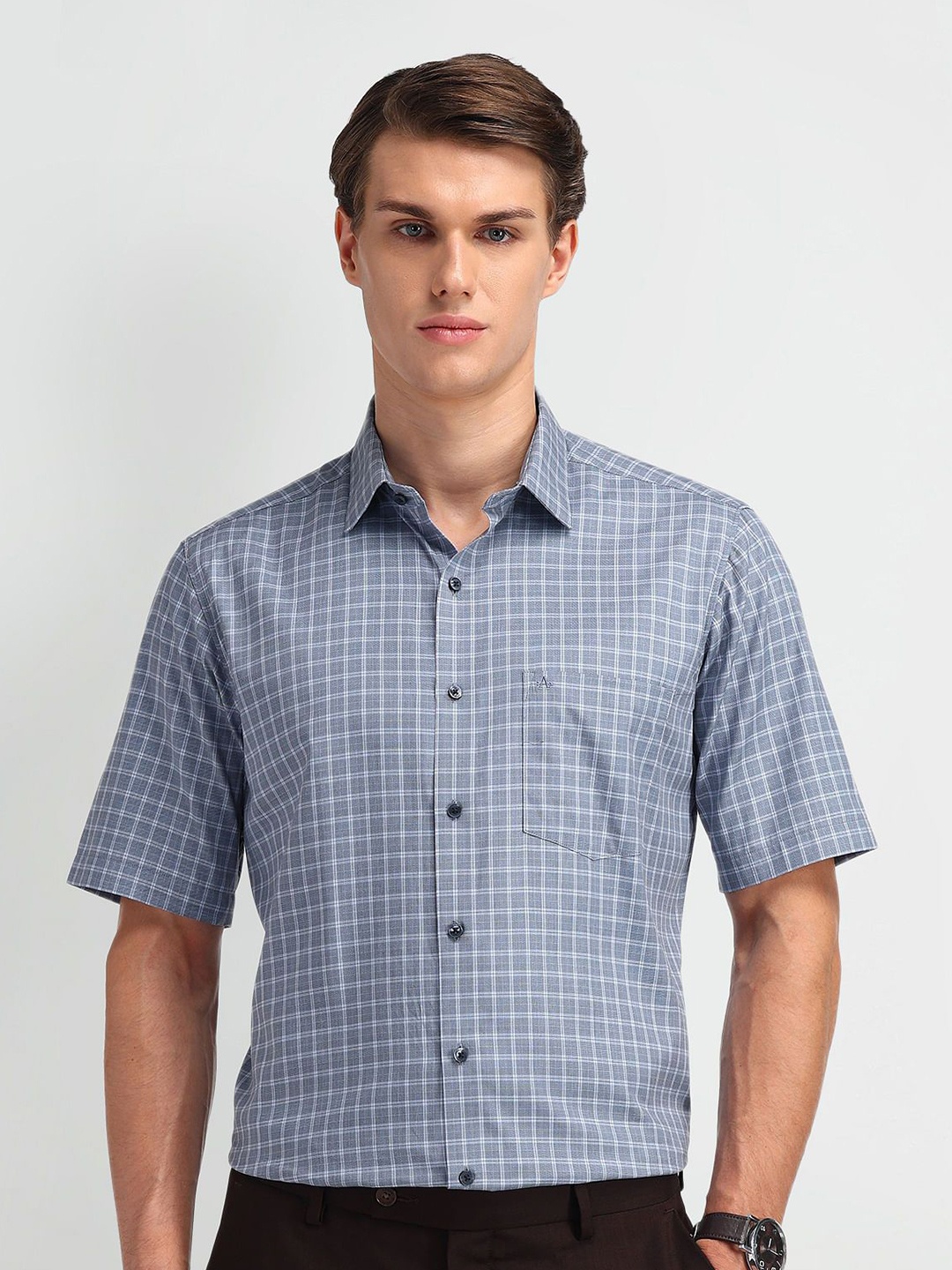 

Arrow Men Opaque Checked Casual Shirt, Blue