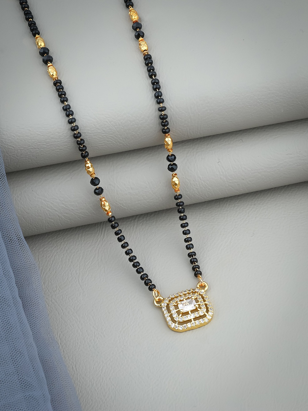 

Wynona Artificial Stones and Beads Mangalsutra, Black