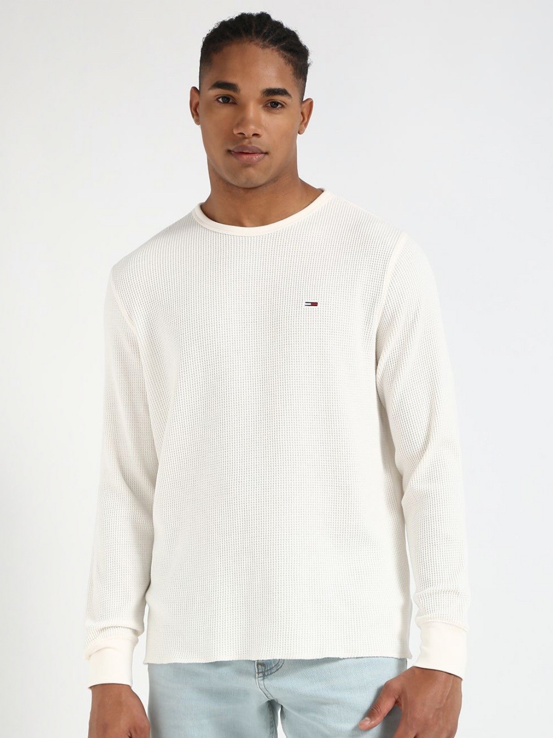 

Tommy Hilfiger Men Self Design Round Neck Slim Fit T-shirt, White