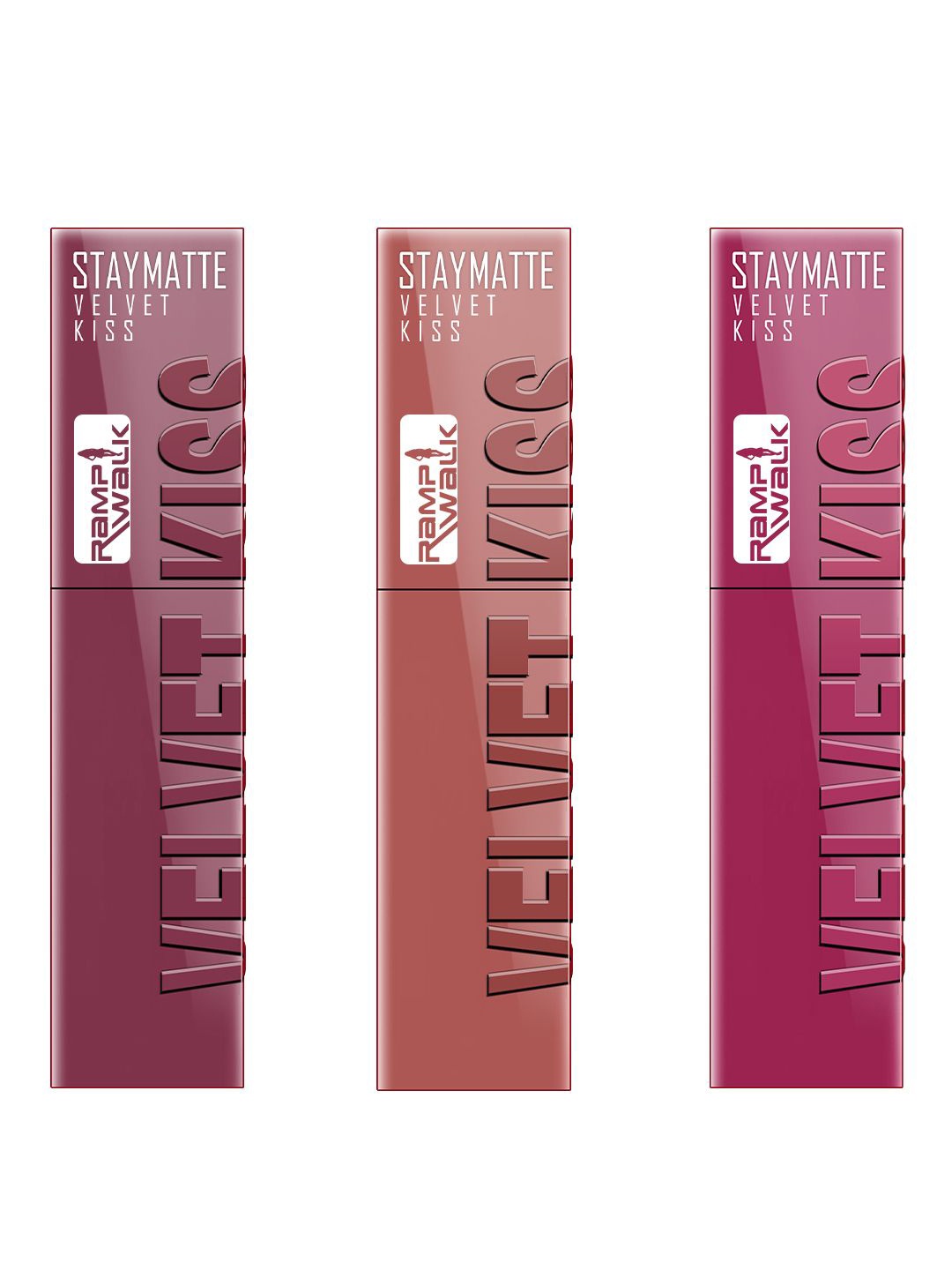 

Ramp Walk Velvet Kiss Set Of 3 Waterproof Liquid Lipstick - 3.5 ml Each-Shade 04-05-08, Nude