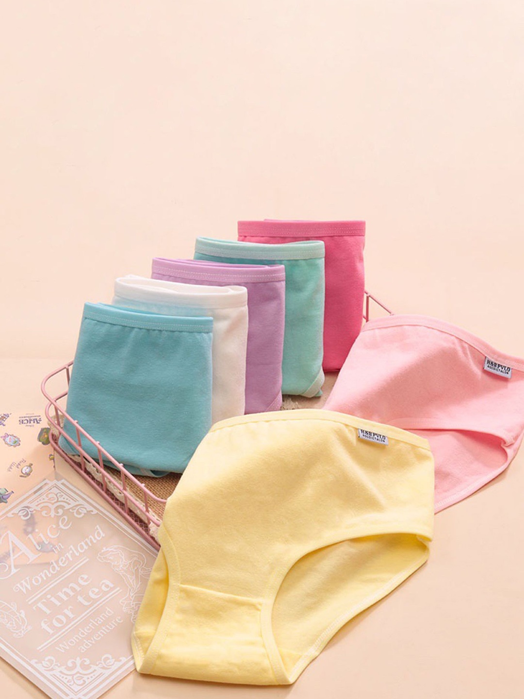 

LULU & SKY Women Pack Of 7 Basic Low-Rise Briefs JK549972804906, Pink
