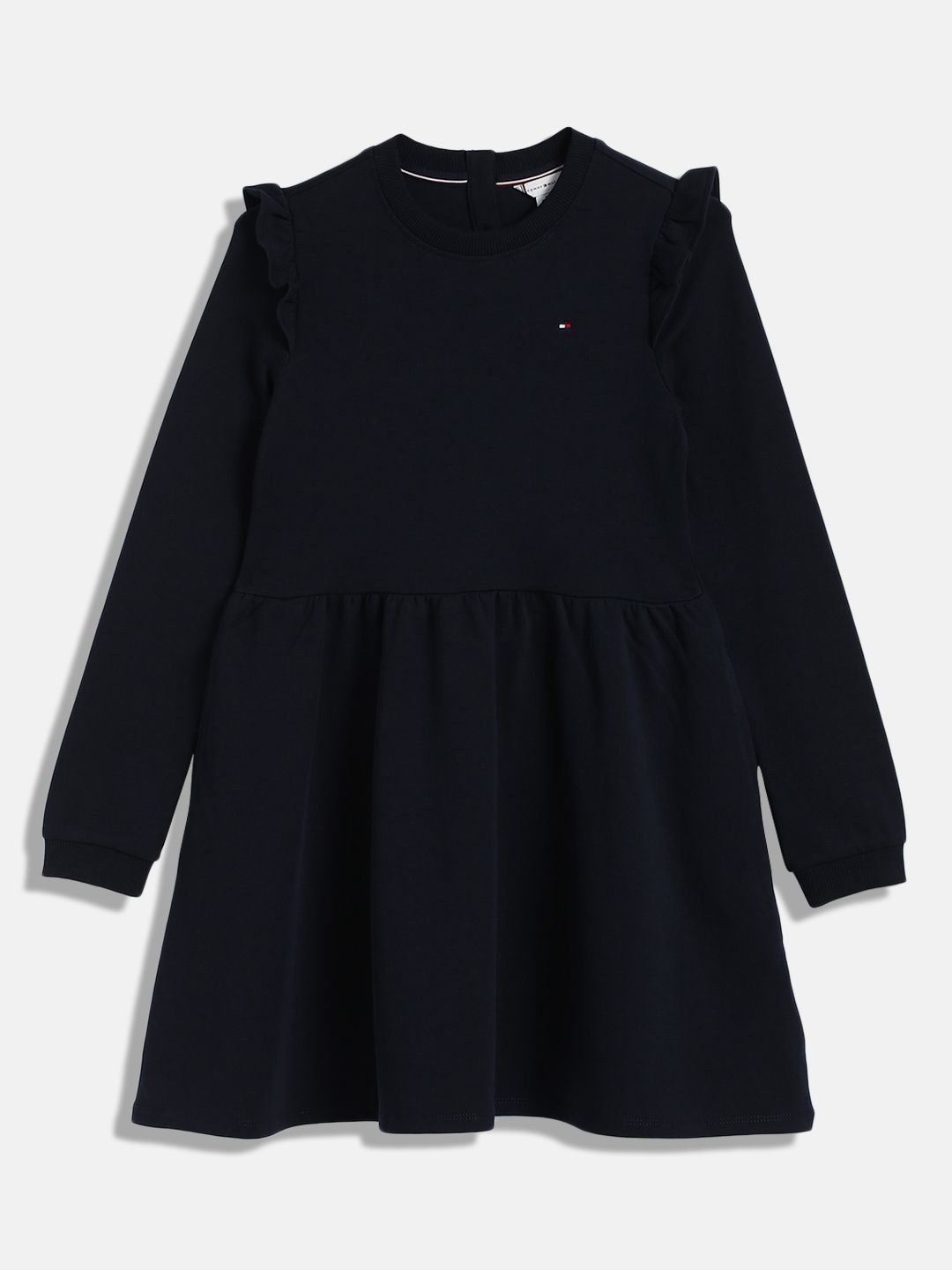 

Tommy Hilfiger Girls Cotton Cuffed Sleeves Fit & Flare Dress, Navy blue