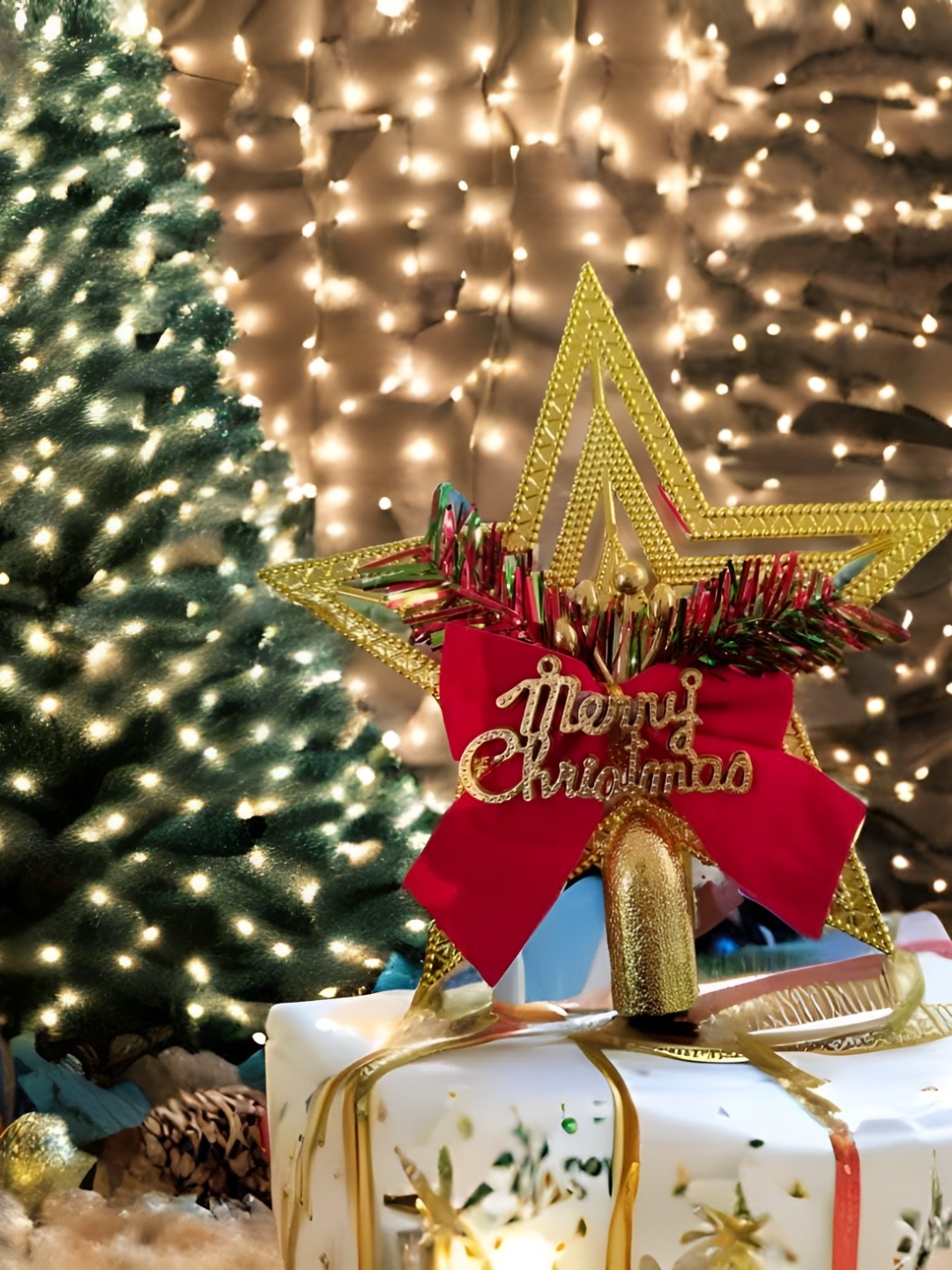 

CraftVatika Red Xmas Tree Decorations, Gold