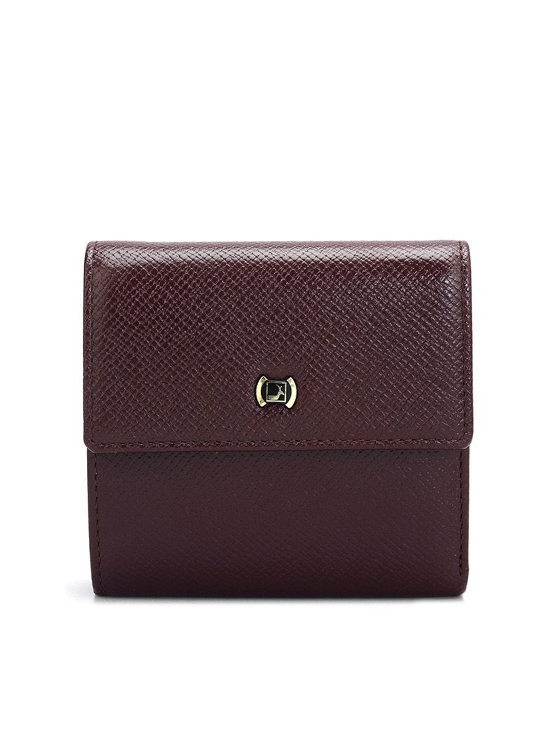 

Da Milano Women Textured Leather Three Fold Wallet, Burgundy