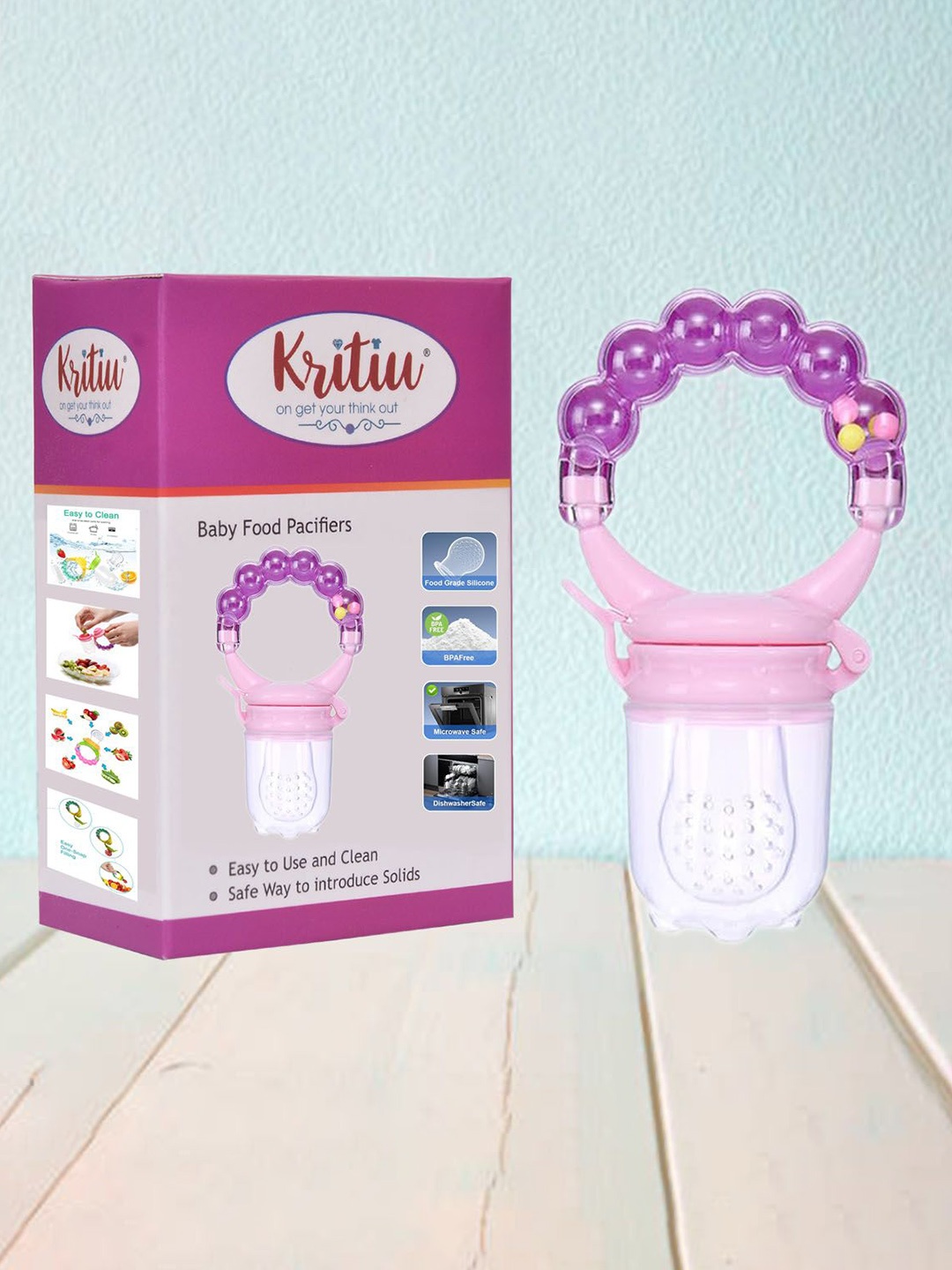 

Kritiu Pink & Purple Silicone Fruit & Food Nibbler Feeder