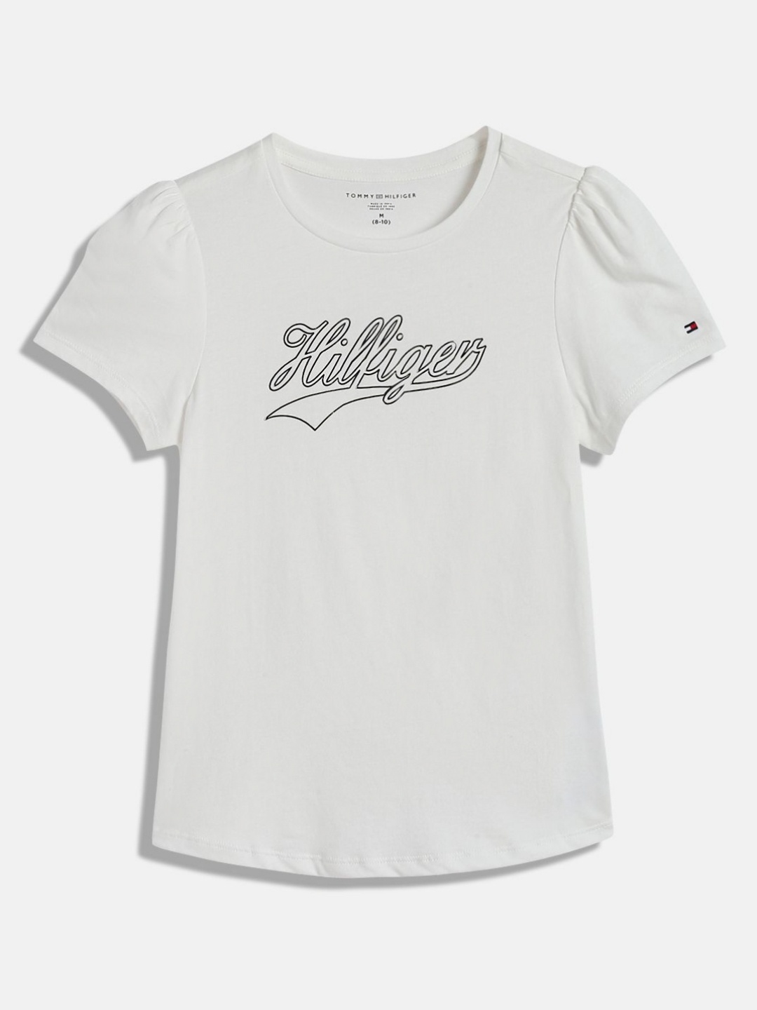 

Tommy Hilfiger Girls Graphic Printed Round Neck Cotton T-shirt, White