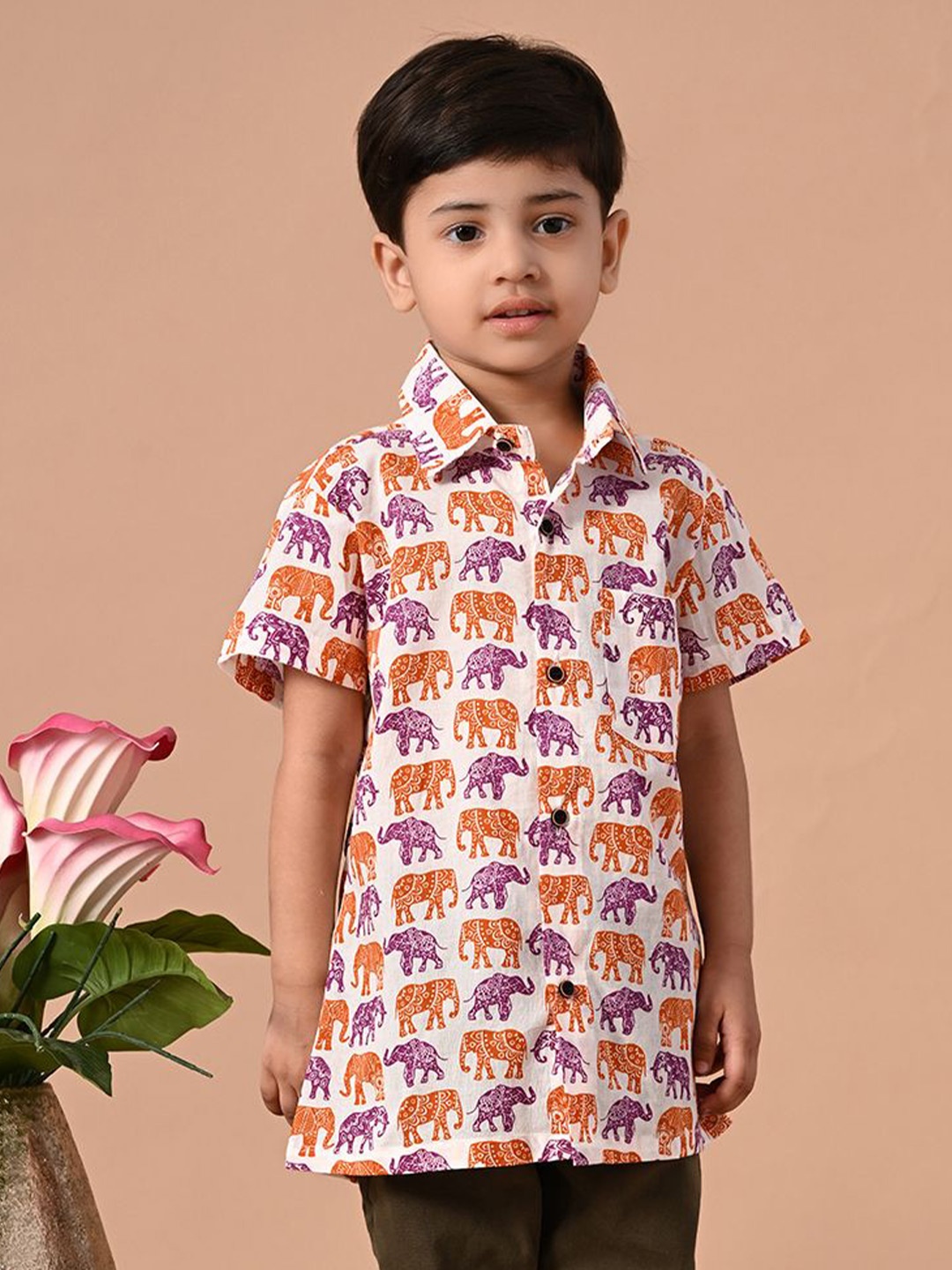

BAESD Boys Comfort Animal Opaque Printed Casual Shirt, Orange