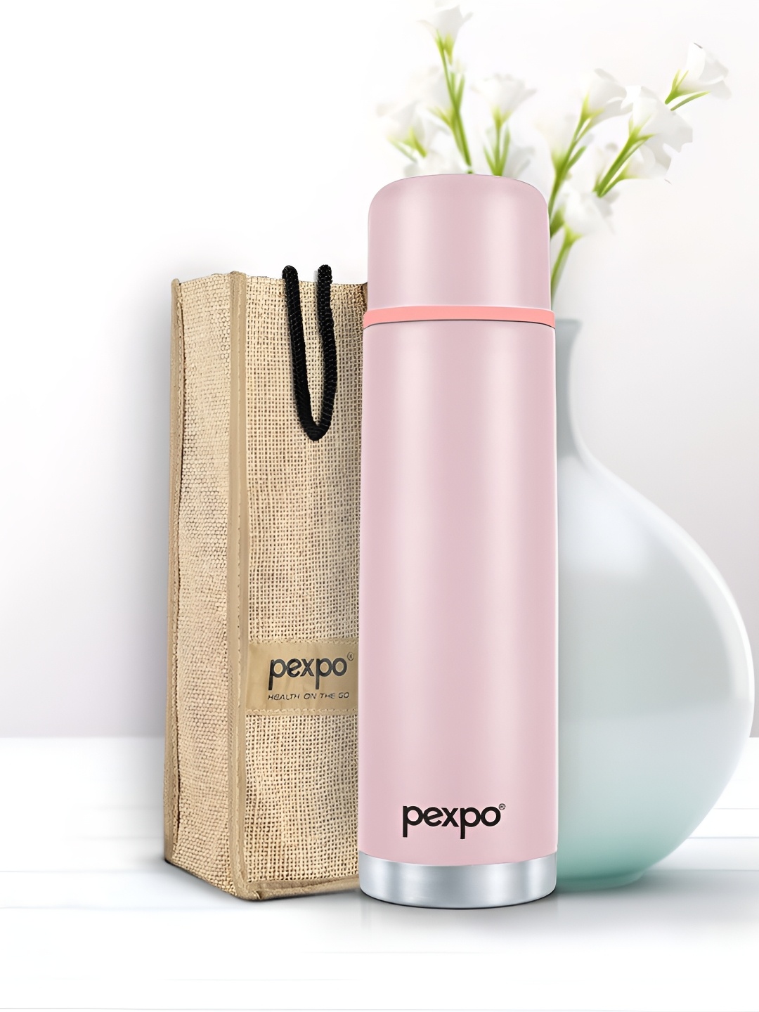 

Pexpo Baby Pink FLAMINGO-ISI Certified Thermosteel Hot & Cold Flask Water Bottle 1L