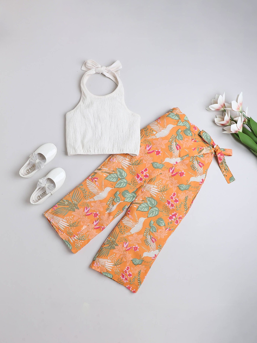 

taffykids Girls Top with Trousers, Off white