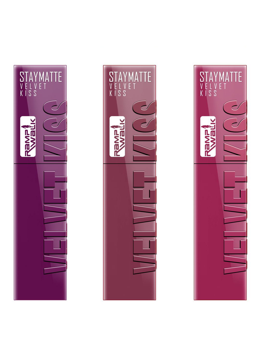 

Ramp Walk Velvet Kiss Set Of 3 Waterproof Liquid Lipstick - 3.5 ml Each - Shade - 3 -4 -8, Mauve