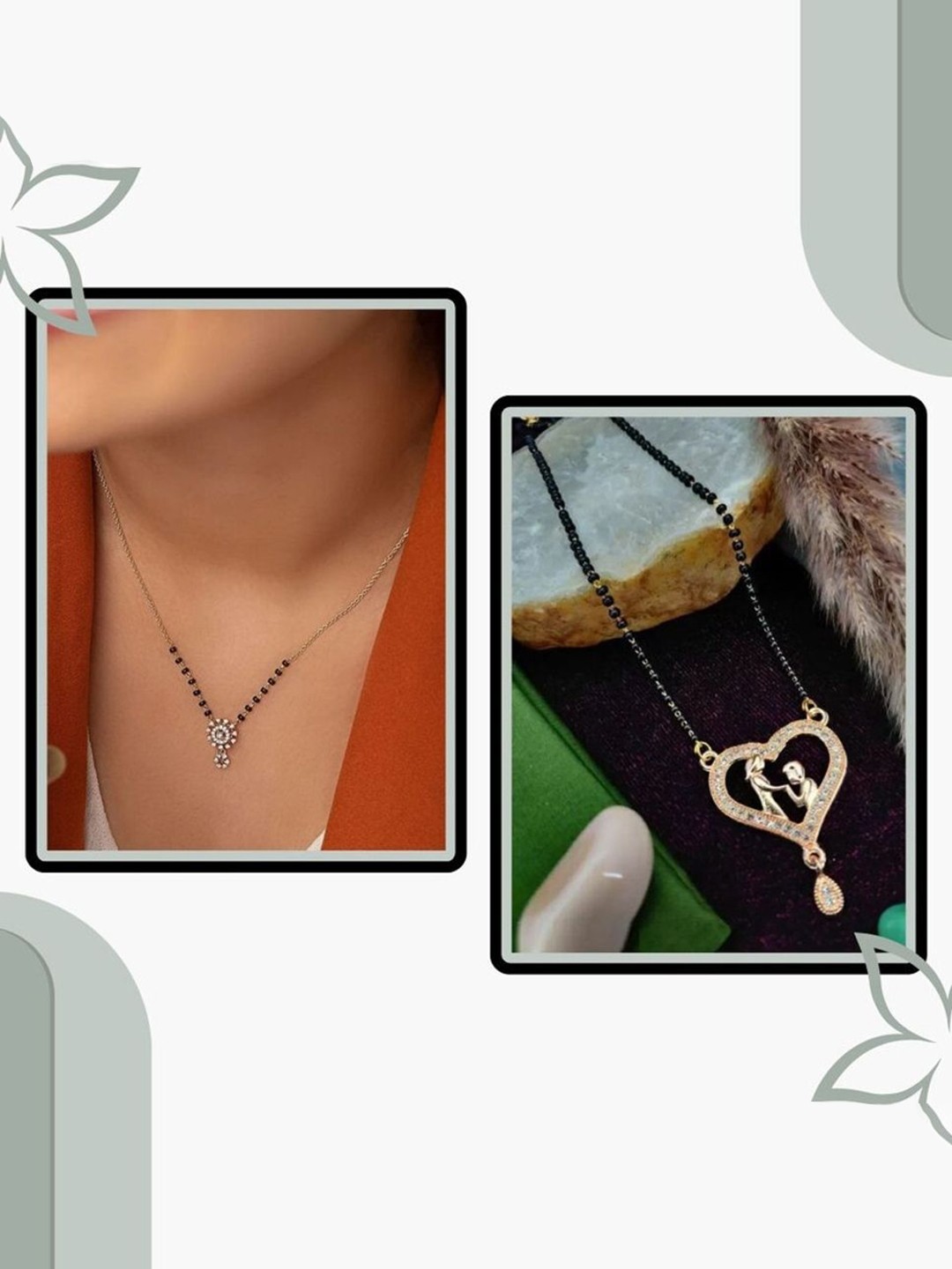 

Wynona Set Of 2 Gold Plated American Diamond & Artificial Beads Studded Mangalsutra