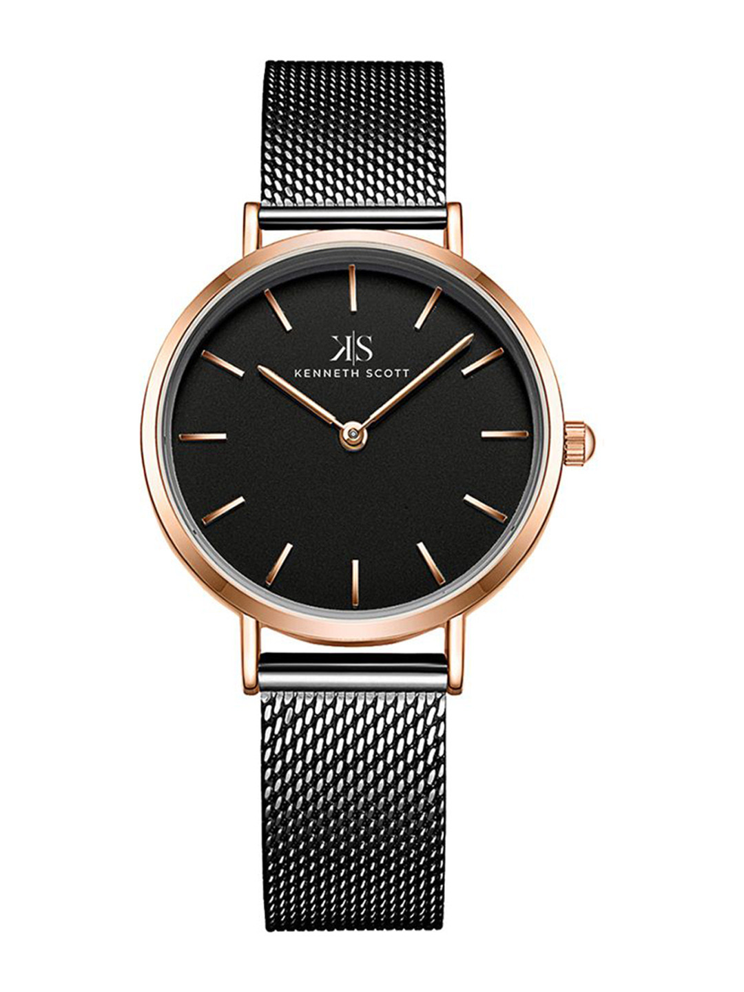 

KENNETH SCOTT Women Dial & Stainless Steel Bracelet Style Analogue Watch K22519-KMBB, Black