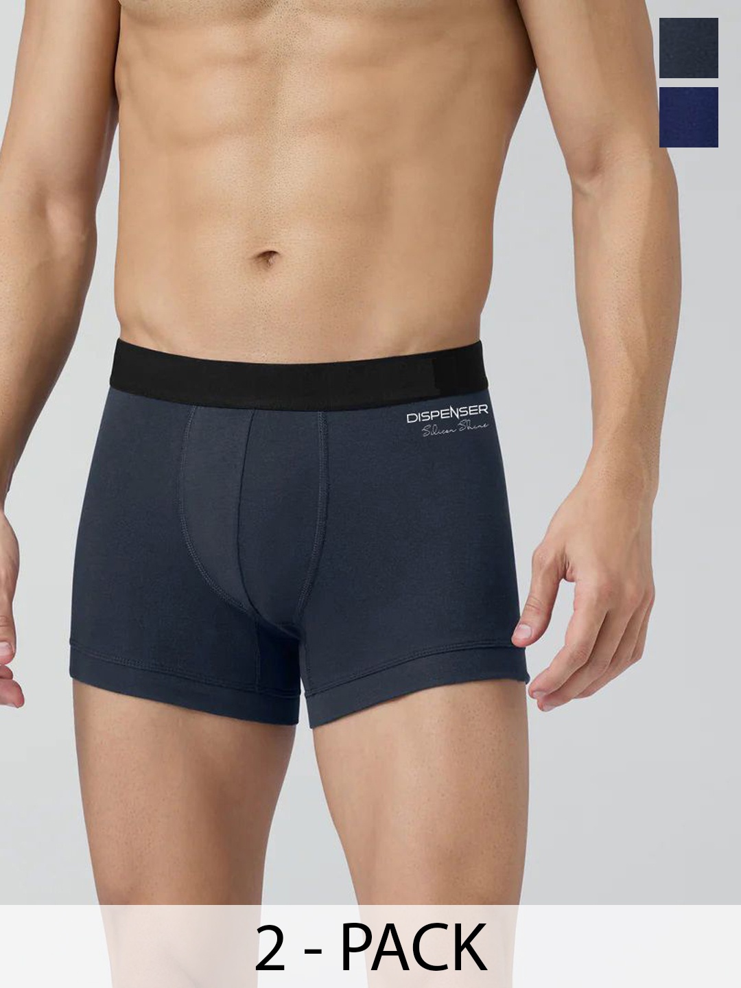 

DISPENSER Men Pack Of 2 Trunks T1-P1-TRUNK-GREY-NAVY-M, Navy blue
