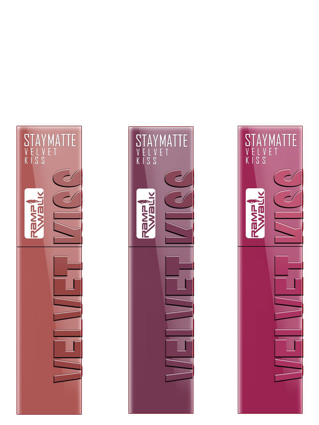 

Ramp Walk Velvet Kiss Set Of 3 Waterproof Liquid Lipstick - 3.5 ml Each- Shade 05-06-08, Rust